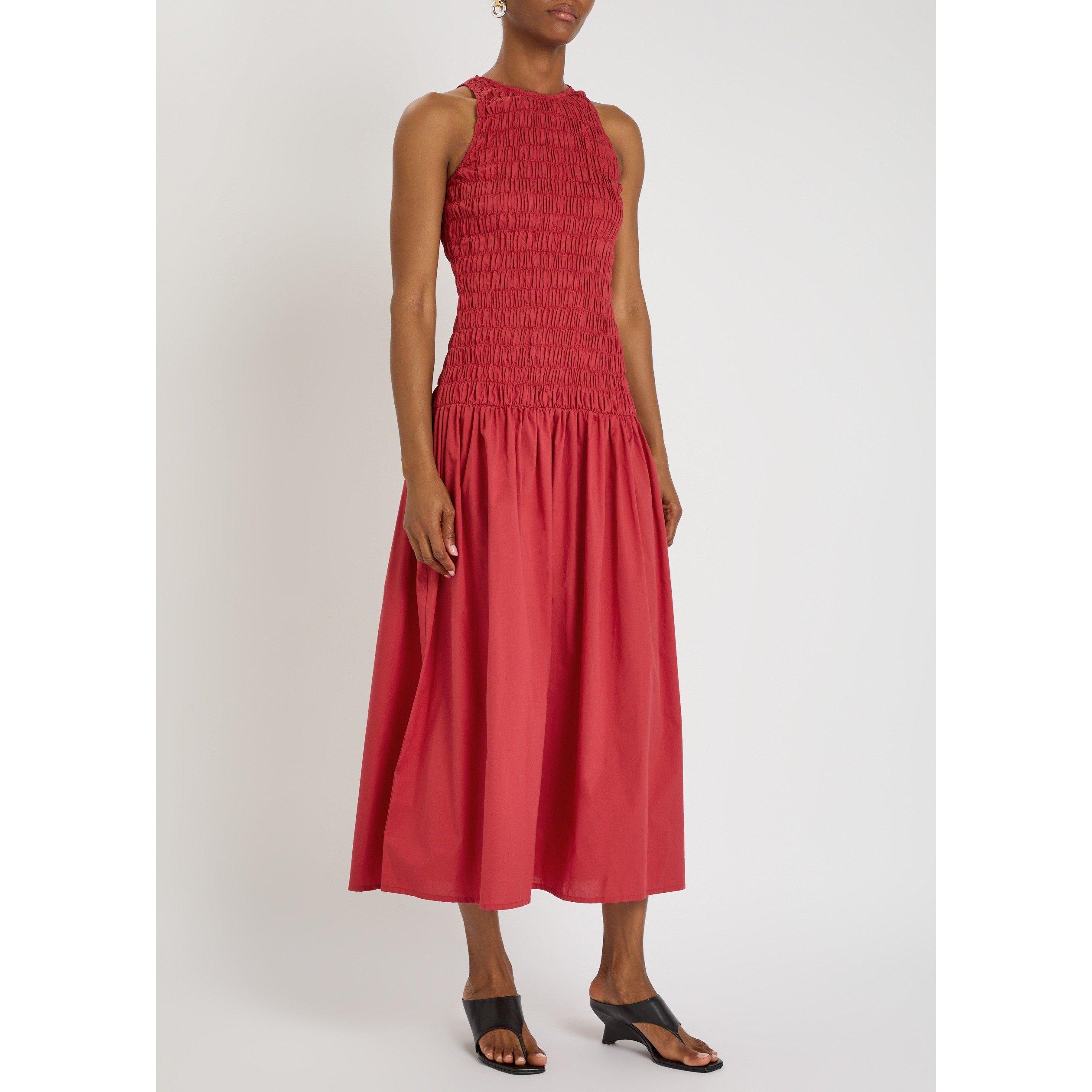 RED - Faithfull The Brand - Women's Sanchia Midi Organic Cotton A-Line Dress - 2