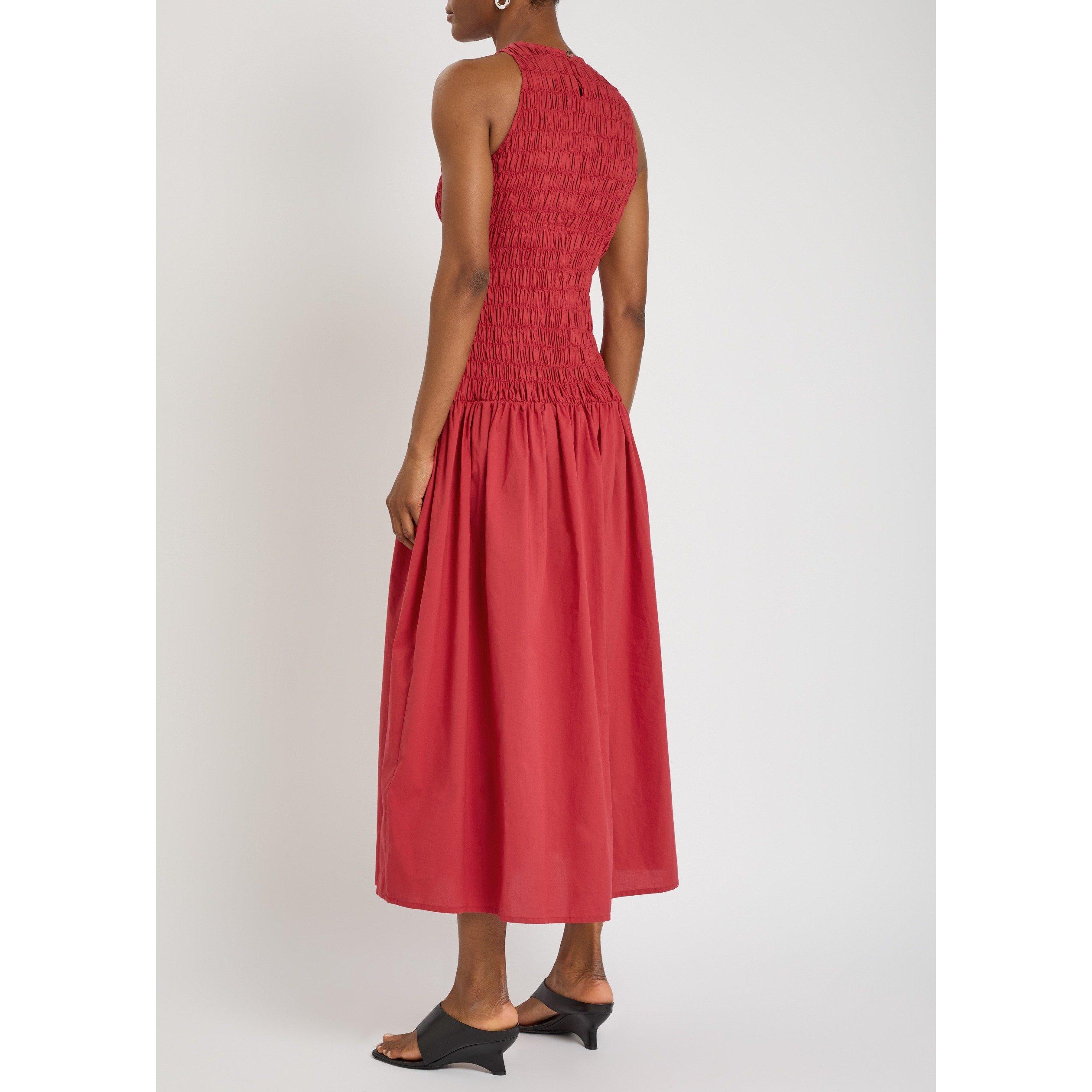 RED - Faithfull The Brand - Women's Sanchia Midi Organic Cotton A-Line Dress - 3