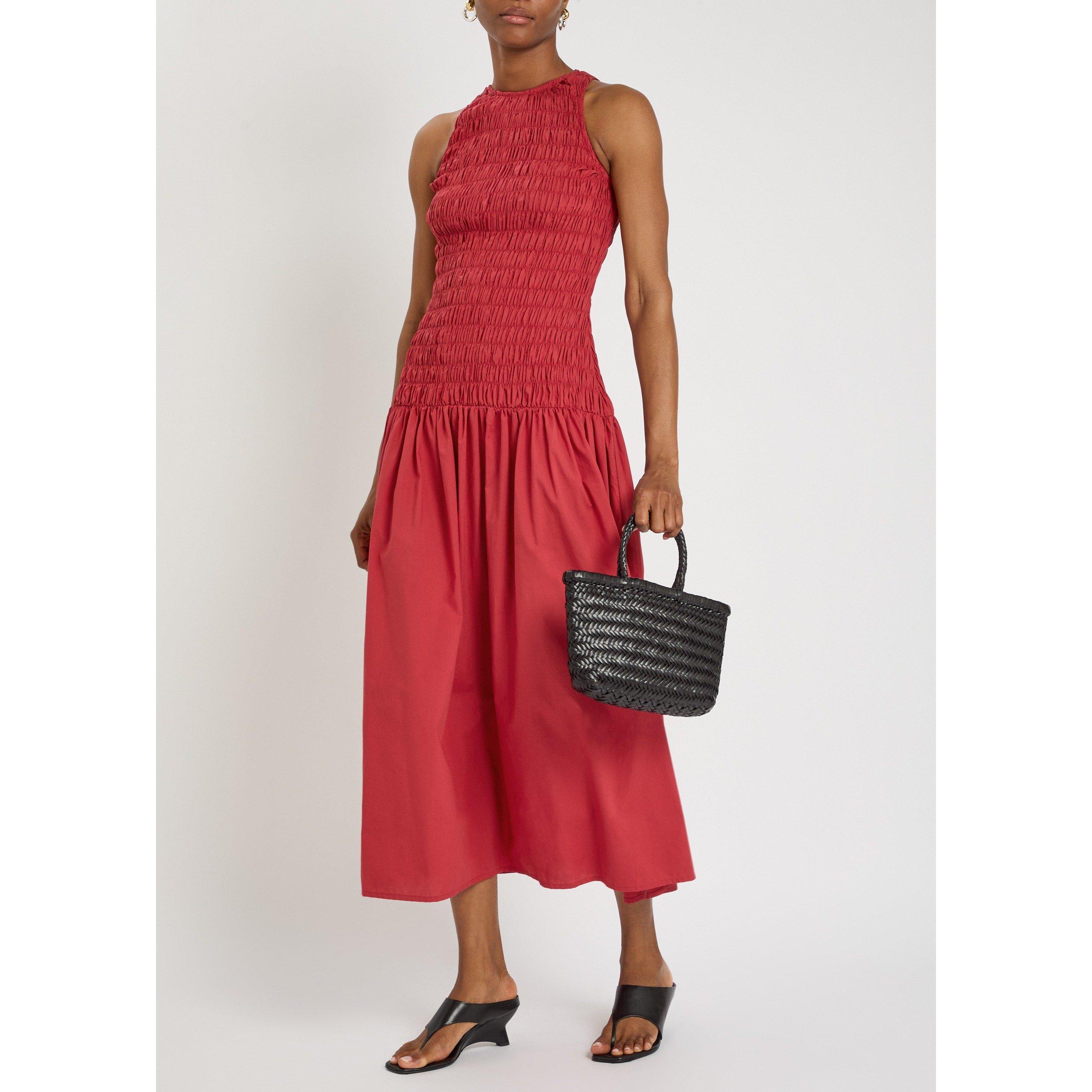 RED - Faithfull The Brand - Women's Sanchia Midi Organic Cotton A-Line Dress - 5