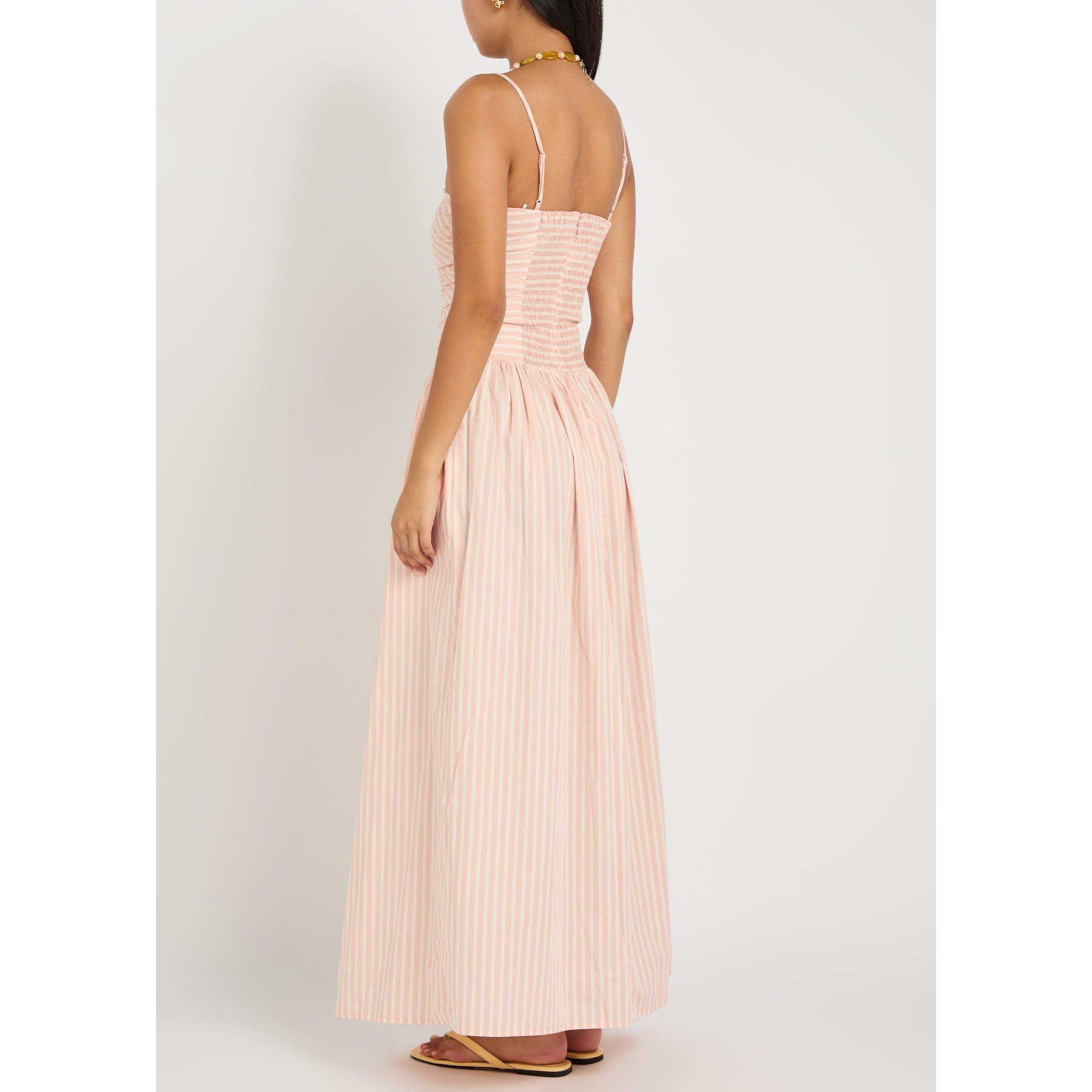 LIGHT PINK - Faithfull The Brand - Women's Portlligat Striped Cotton Maxi Dress - 3