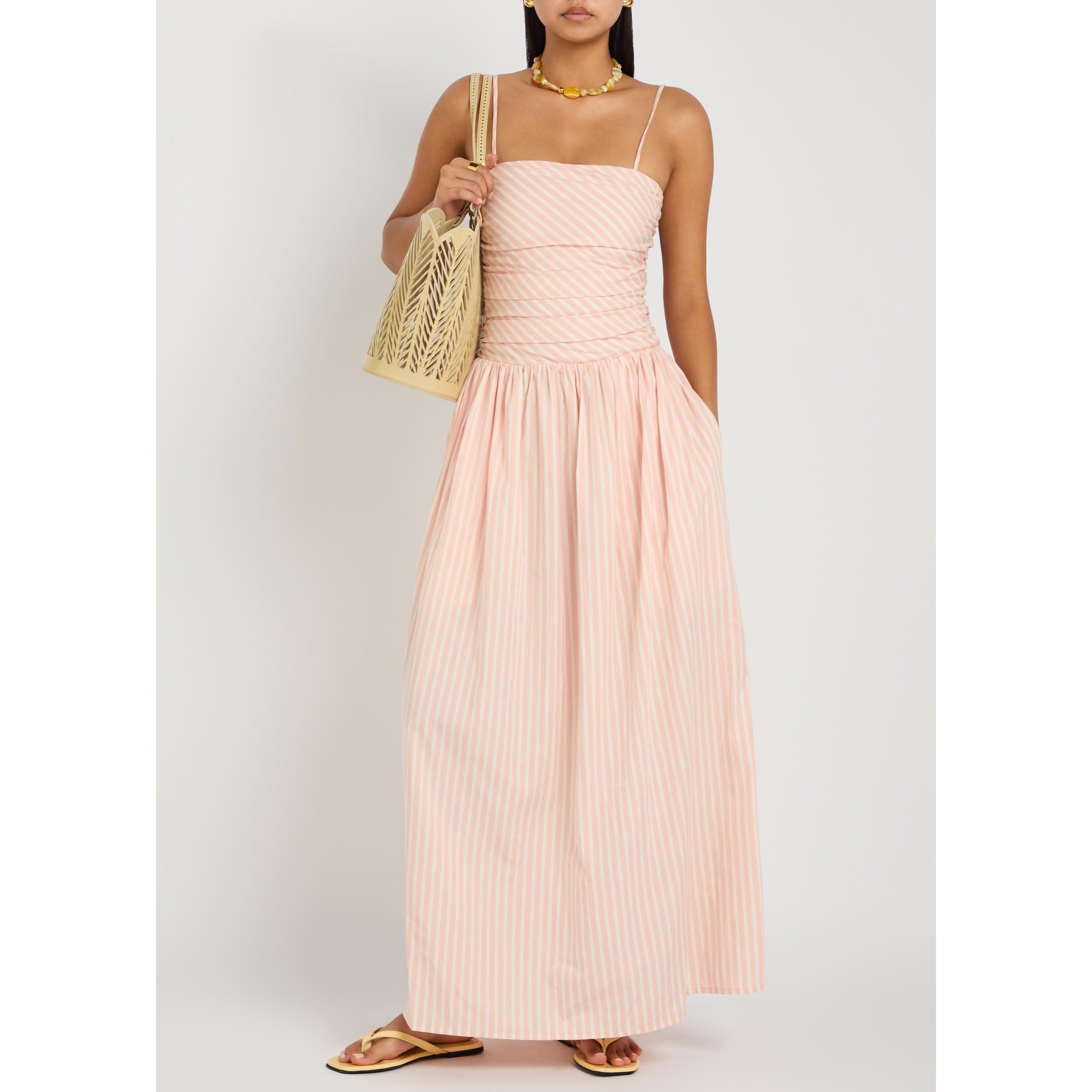 LIGHT PINK - Faithfull The Brand - Women's Portlligat Striped Cotton Maxi Dress - 5