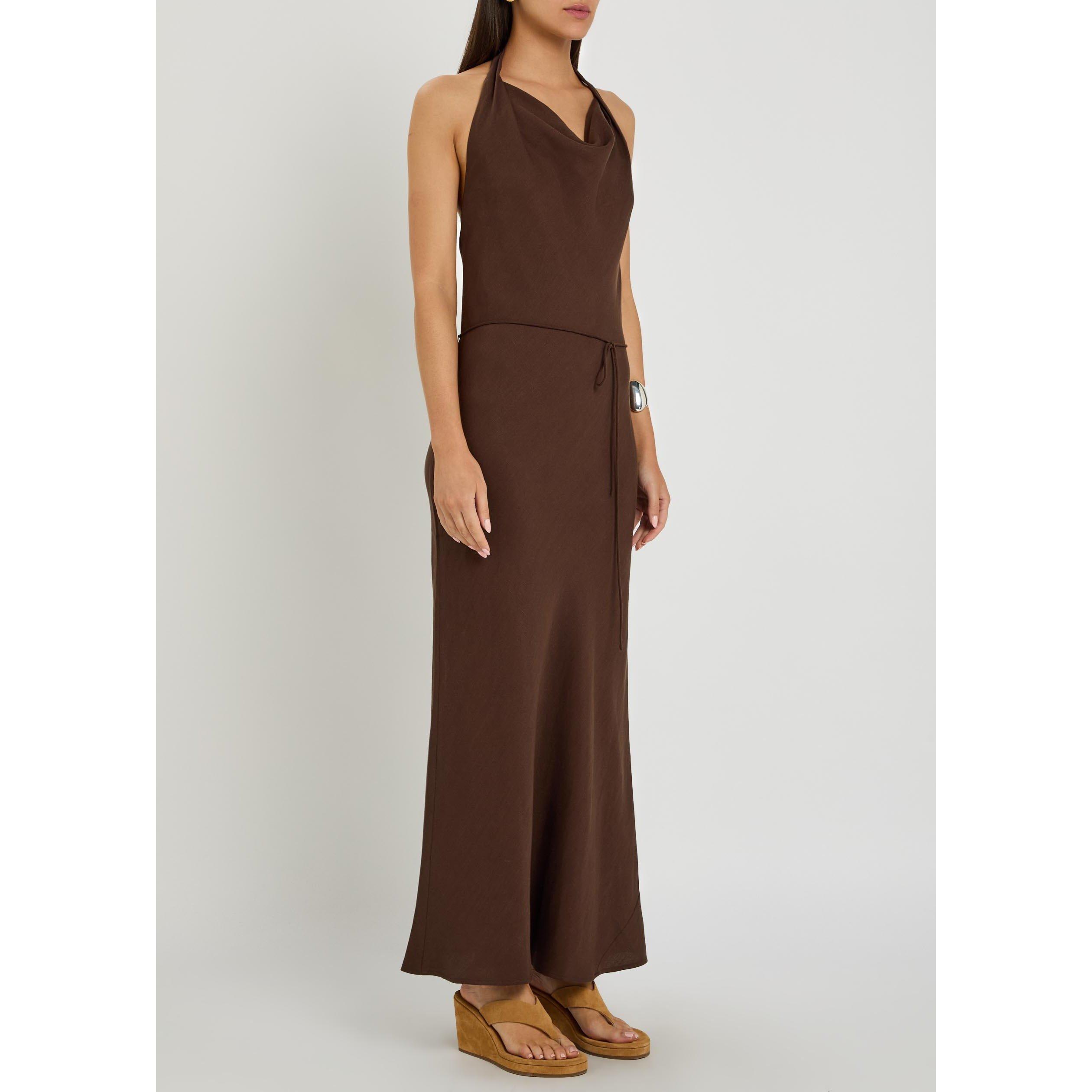 CHOCOLATE - Faithfull The Brand - Women's Izaro Tencel Linen Maxi Dress - 2