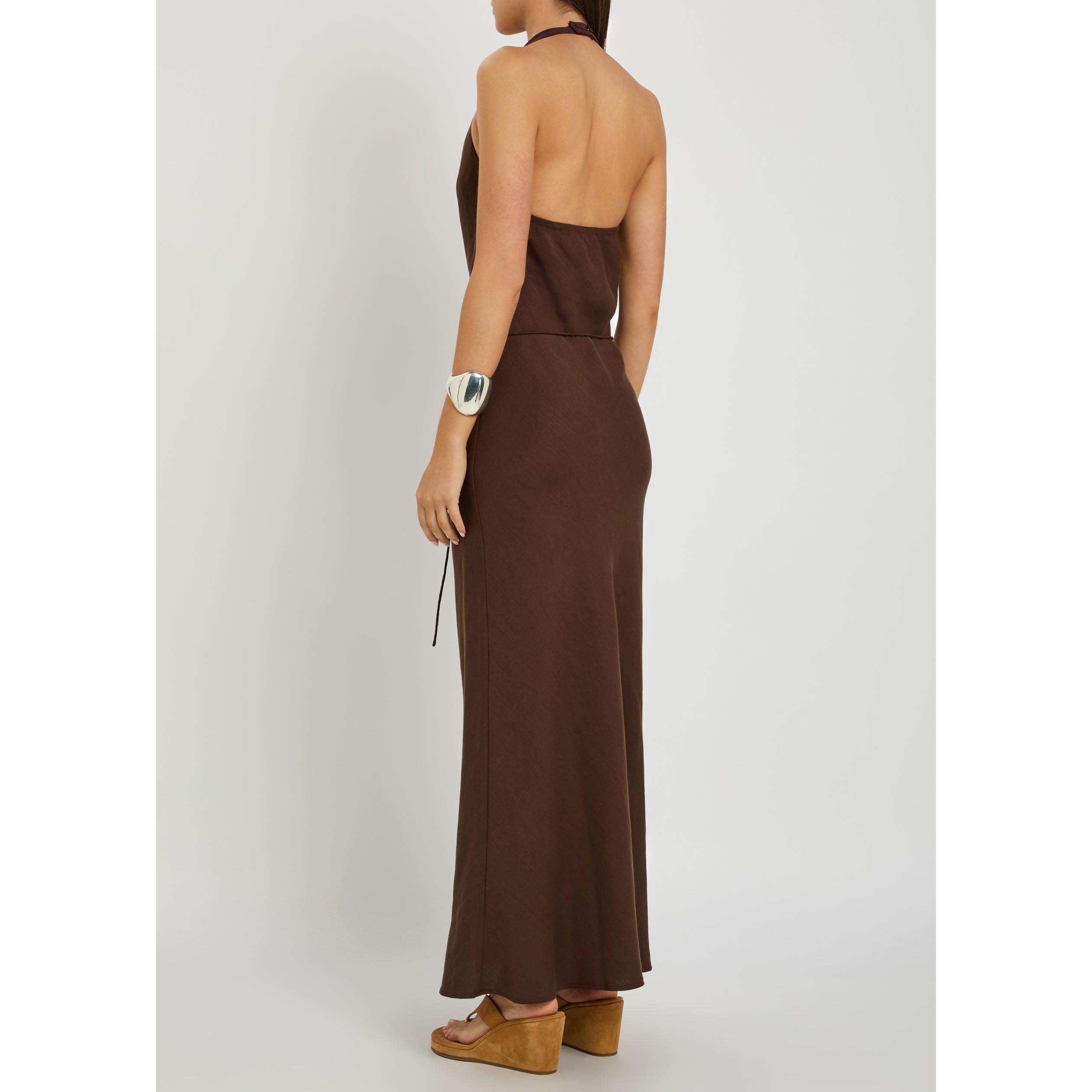 CHOCOLATE - Faithfull The Brand - Women's Izaro Tencel Linen Maxi Dress - 3