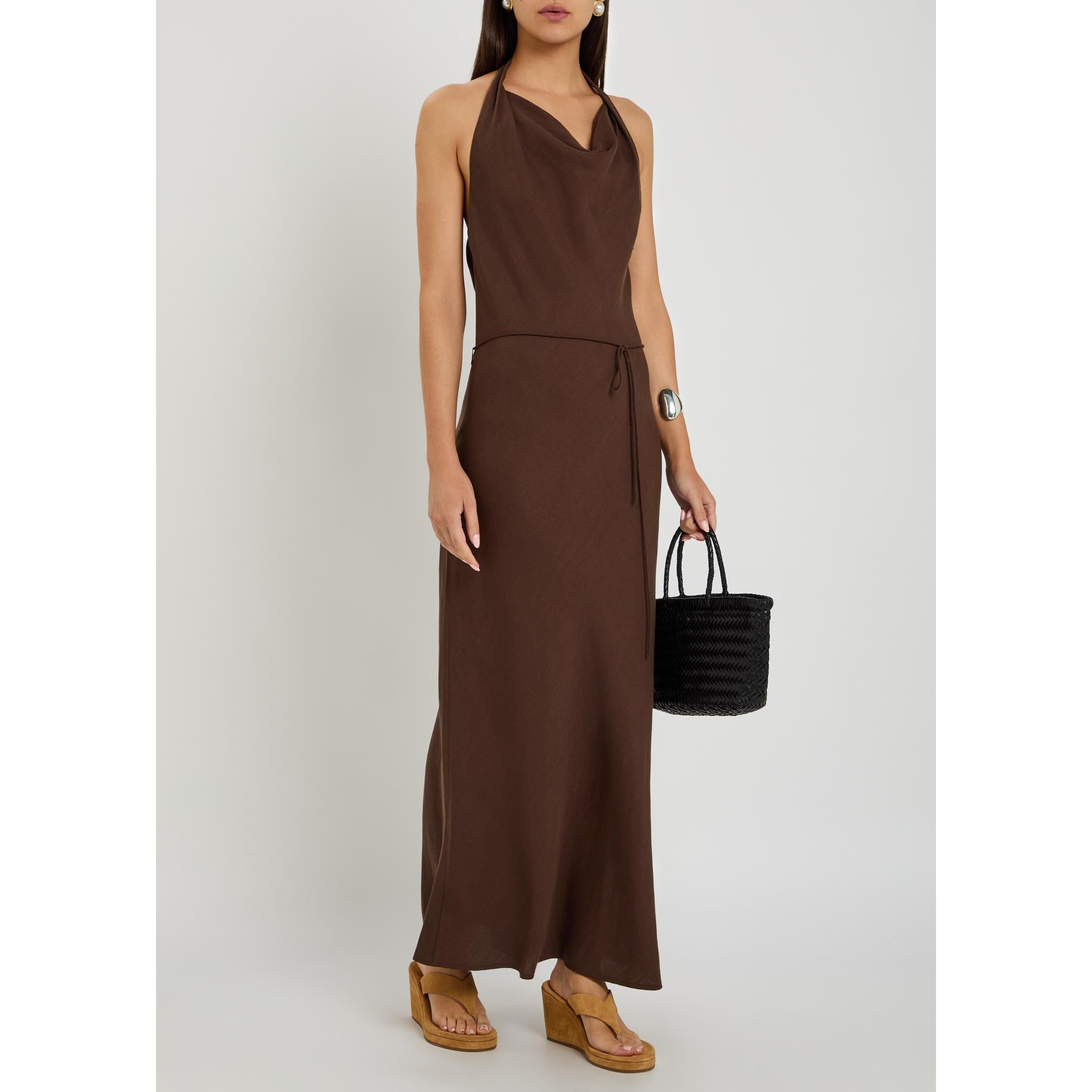 CHOCOLATE - Faithfull The Brand - Women's Izaro Tencel Linen Maxi Dress - 5