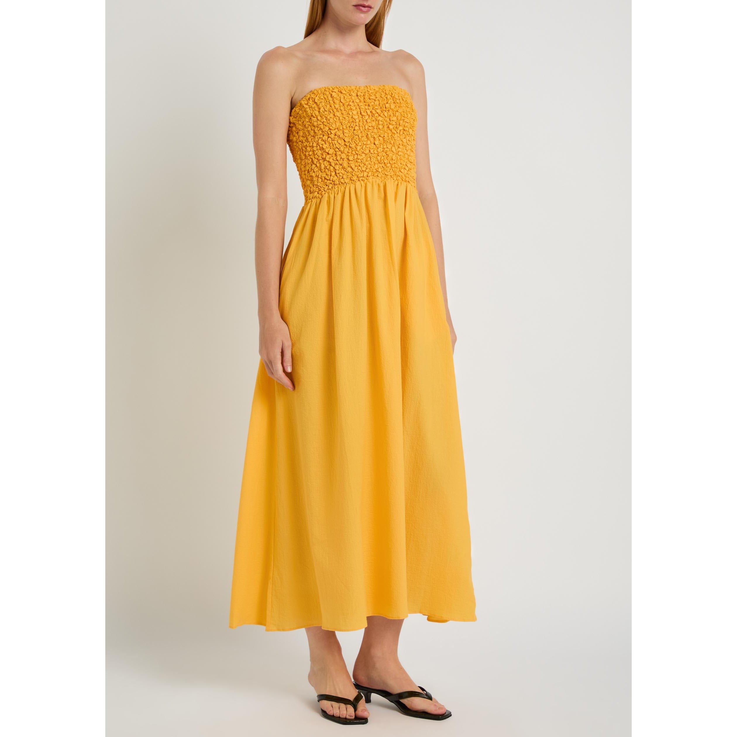 ORANGE - Faithfull The Brand - Women's Orla Strapless Cotton Midi Smock Dress - 2