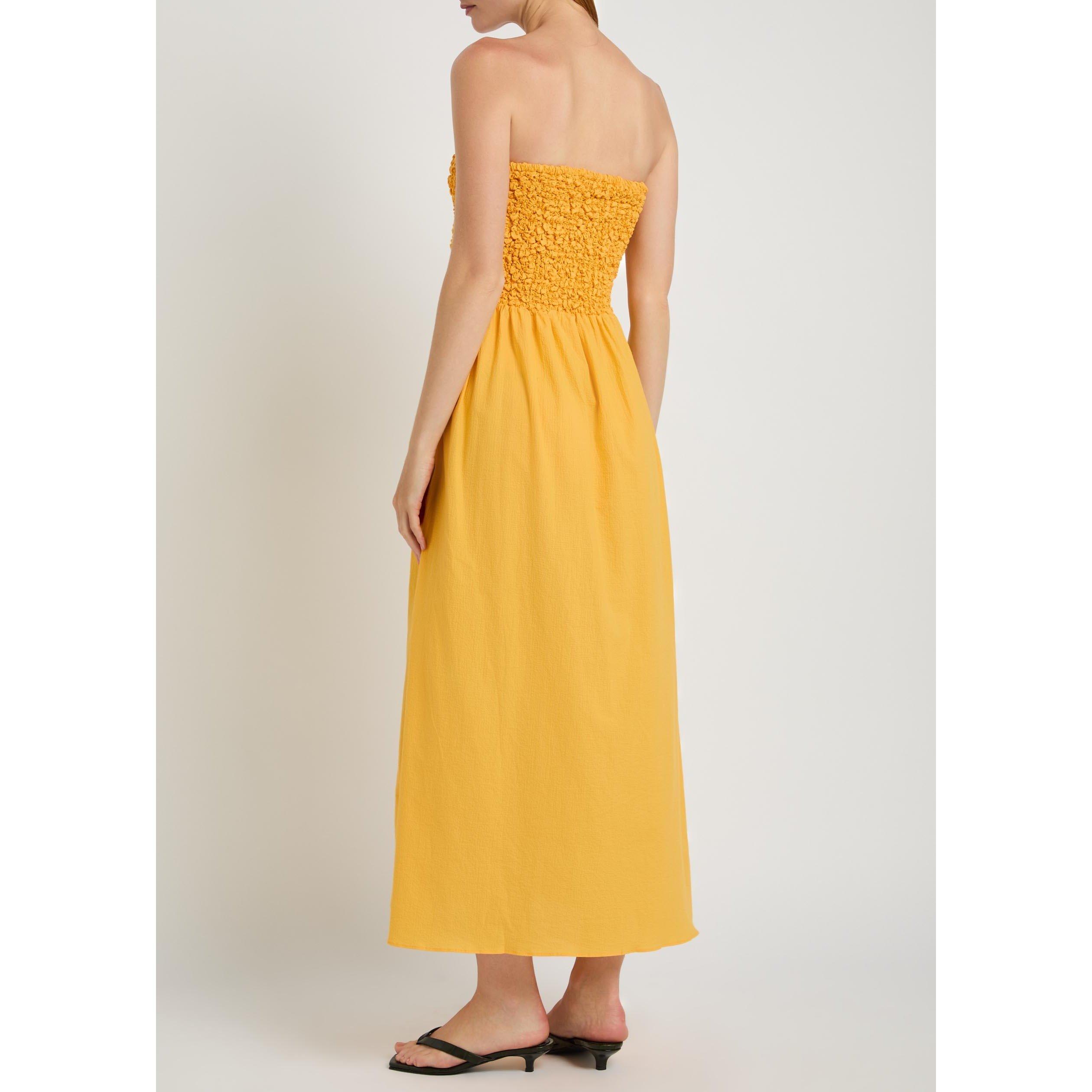 ORANGE - Faithfull The Brand - Women's Orla Strapless Cotton Midi Smock Dress - 3