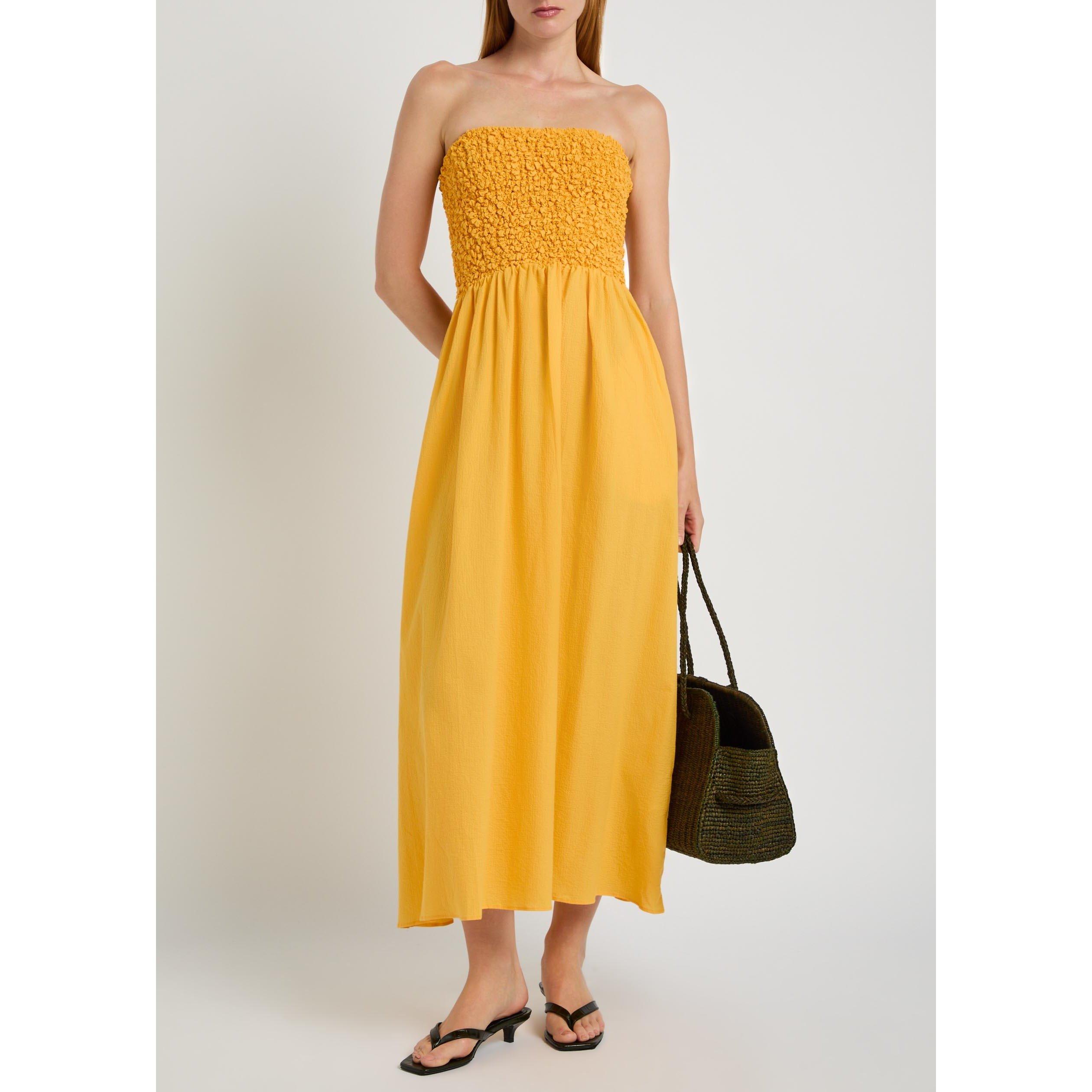 ORANGE - Faithfull The Brand - Women's Orla Strapless Cotton Midi Smock Dress - 5