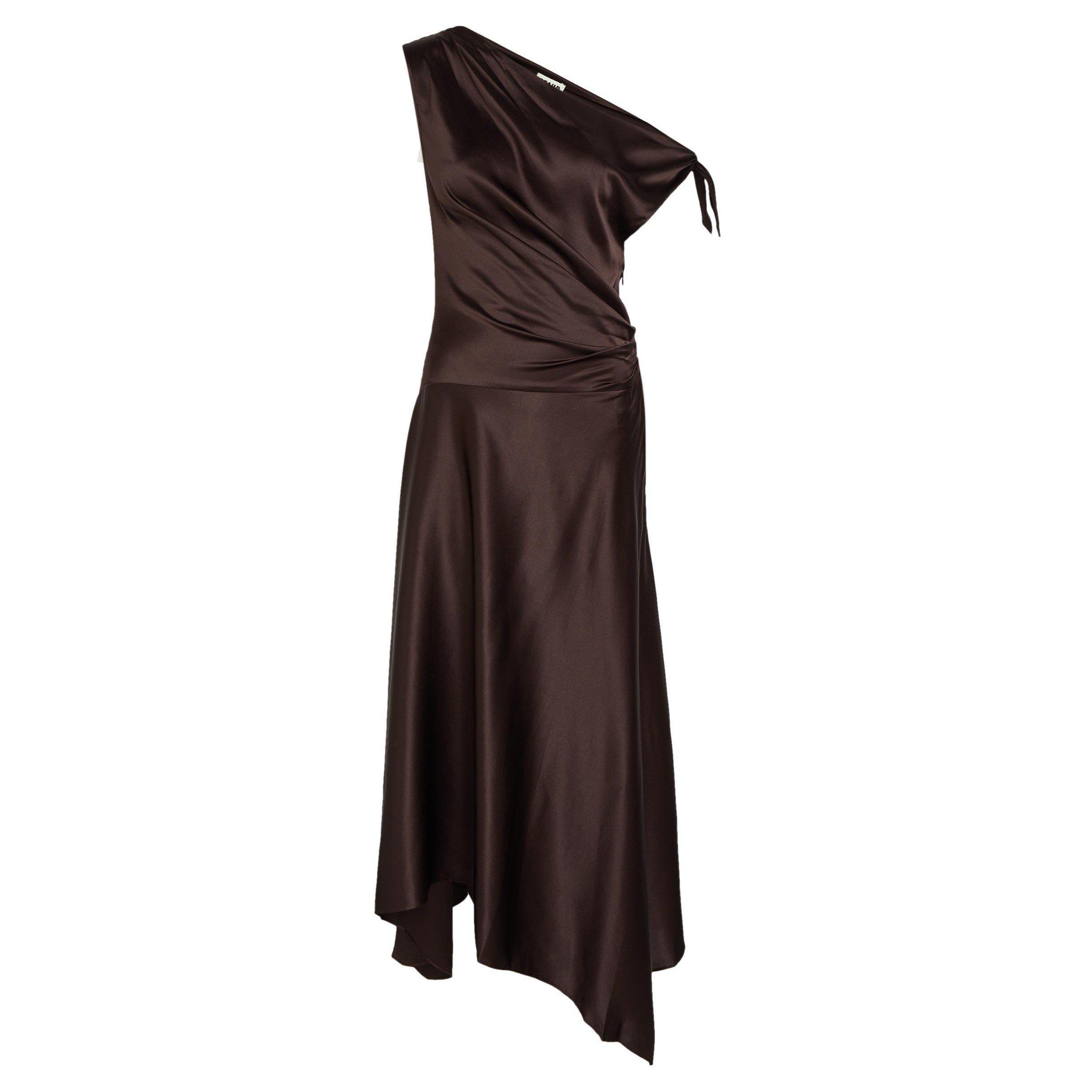 DARK BROWN - Staud - LD PORTIA SILK DRESS - 1