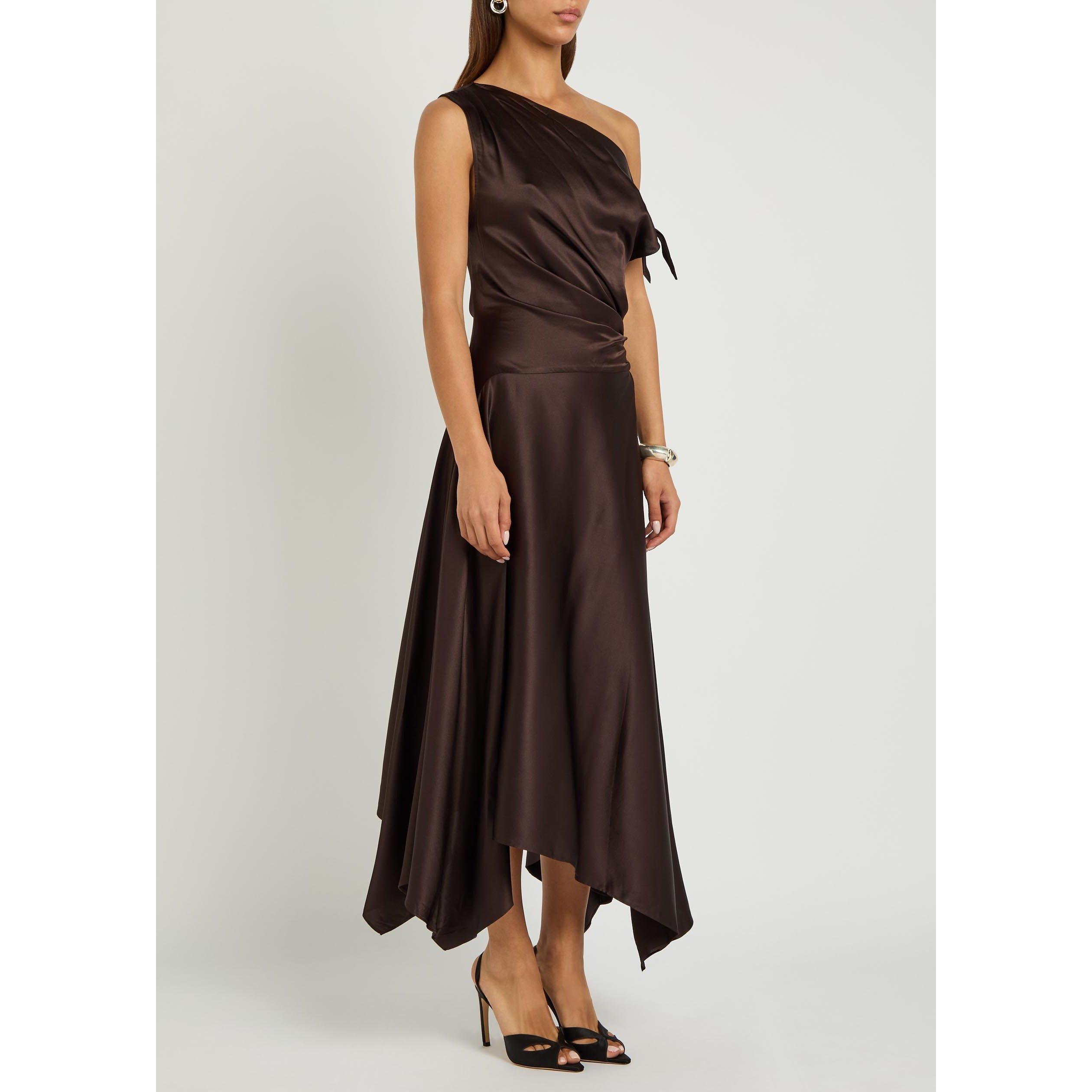 DARK BROWN - Staud - LD PORTIA SILK DRESS - 2