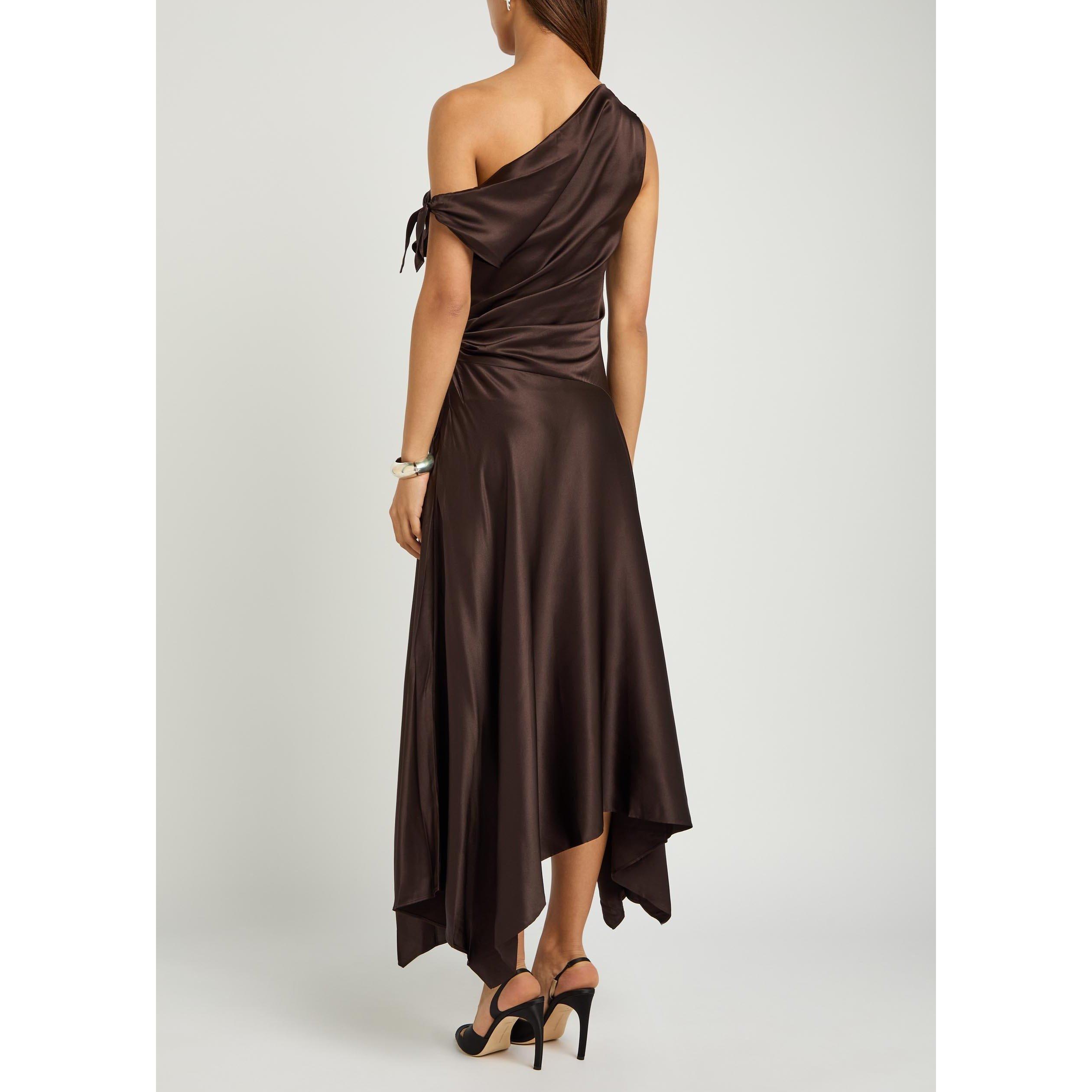 DARK BROWN - Staud - LD PORTIA SILK DRESS - 3