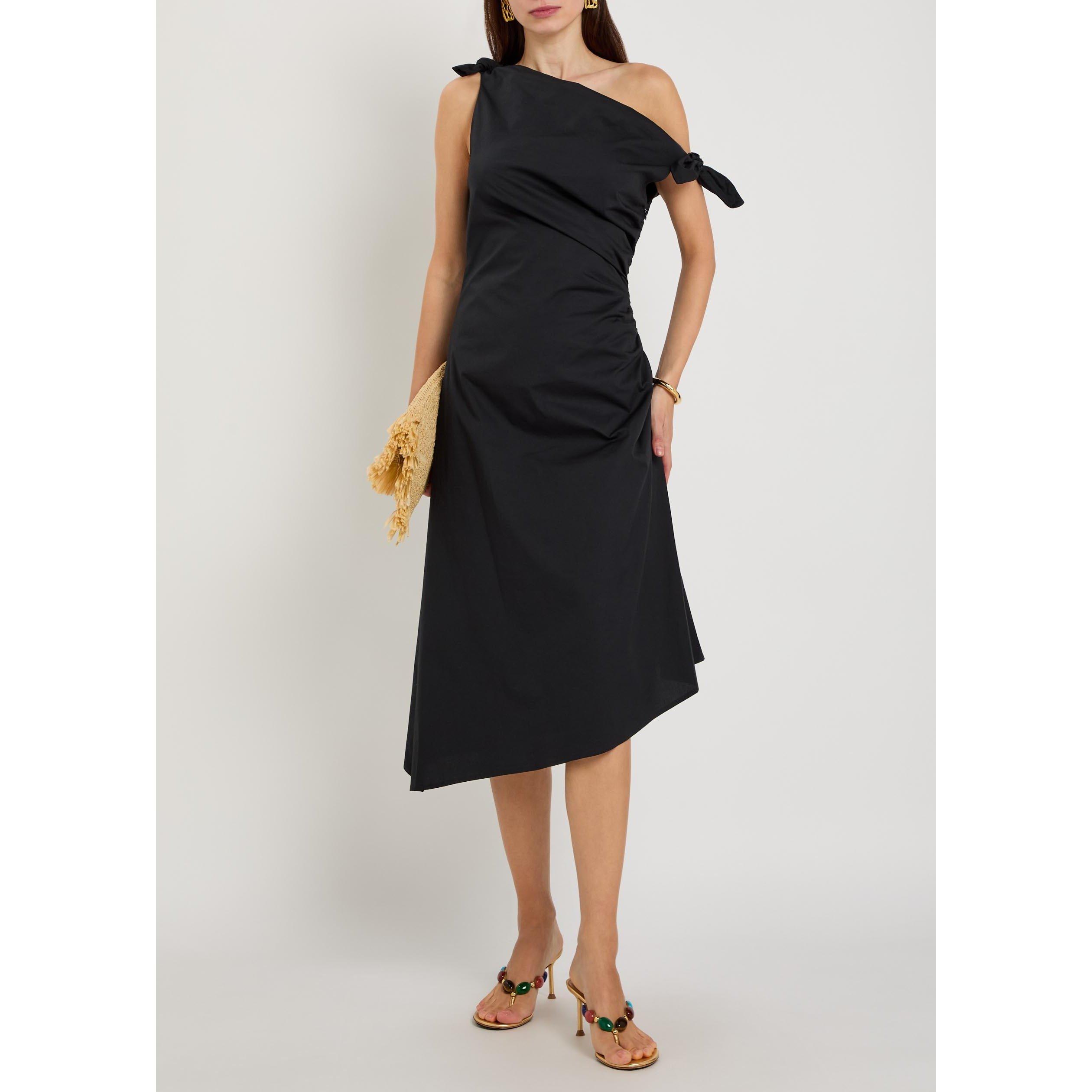 BLACK - Staud - Women's Bellaria Cotton a Line Dress - 5