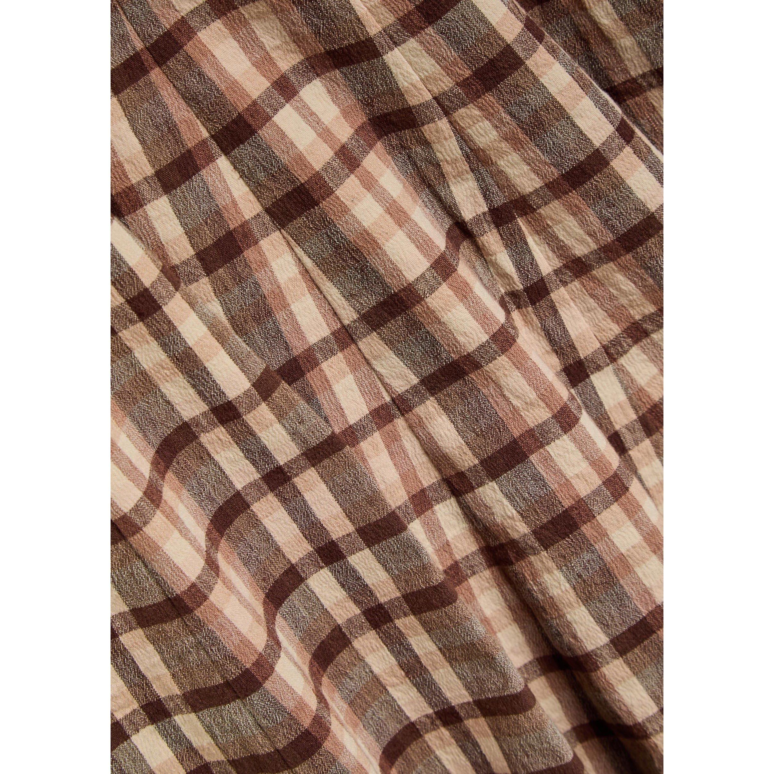 MULTICOLOURED - Staud - Women's Wells Check Linen A-Line Dress - 4