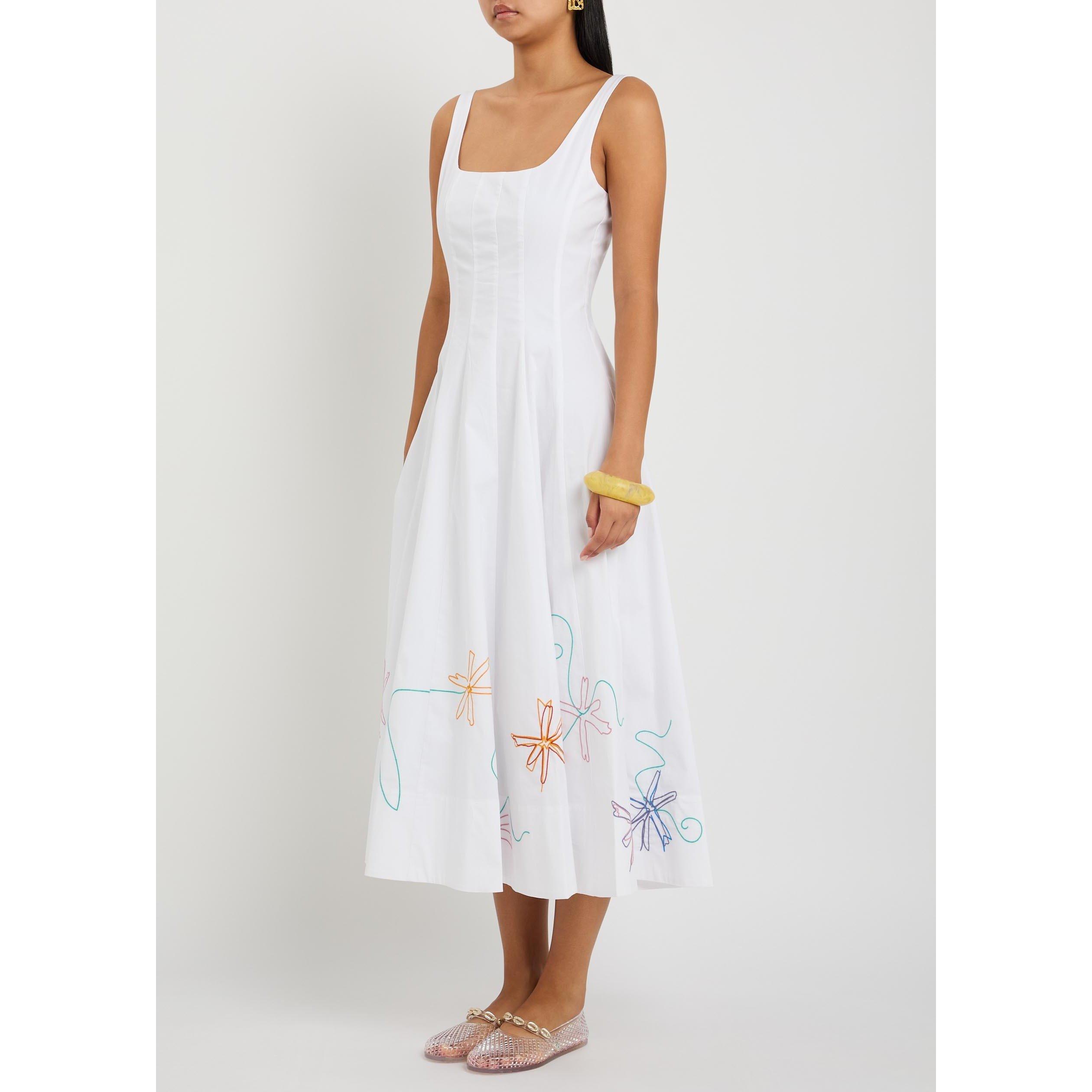 WHITE AND OTHER - Staud - Women's Wells Cotton Embroidered A-Line Dress - 2