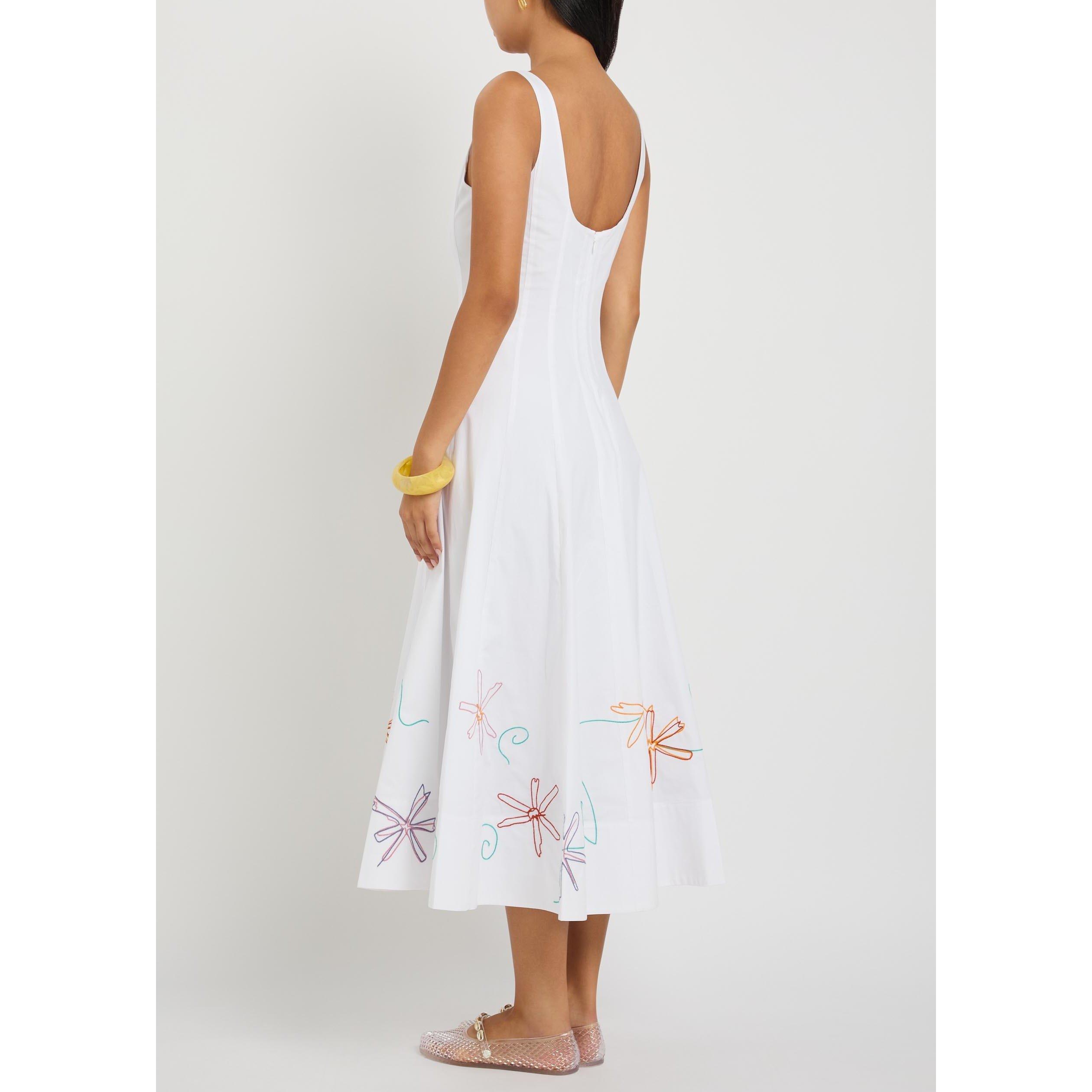 WHITE AND OTHER - Staud - Women's Wells Cotton Embroidered A-Line Dress - 3