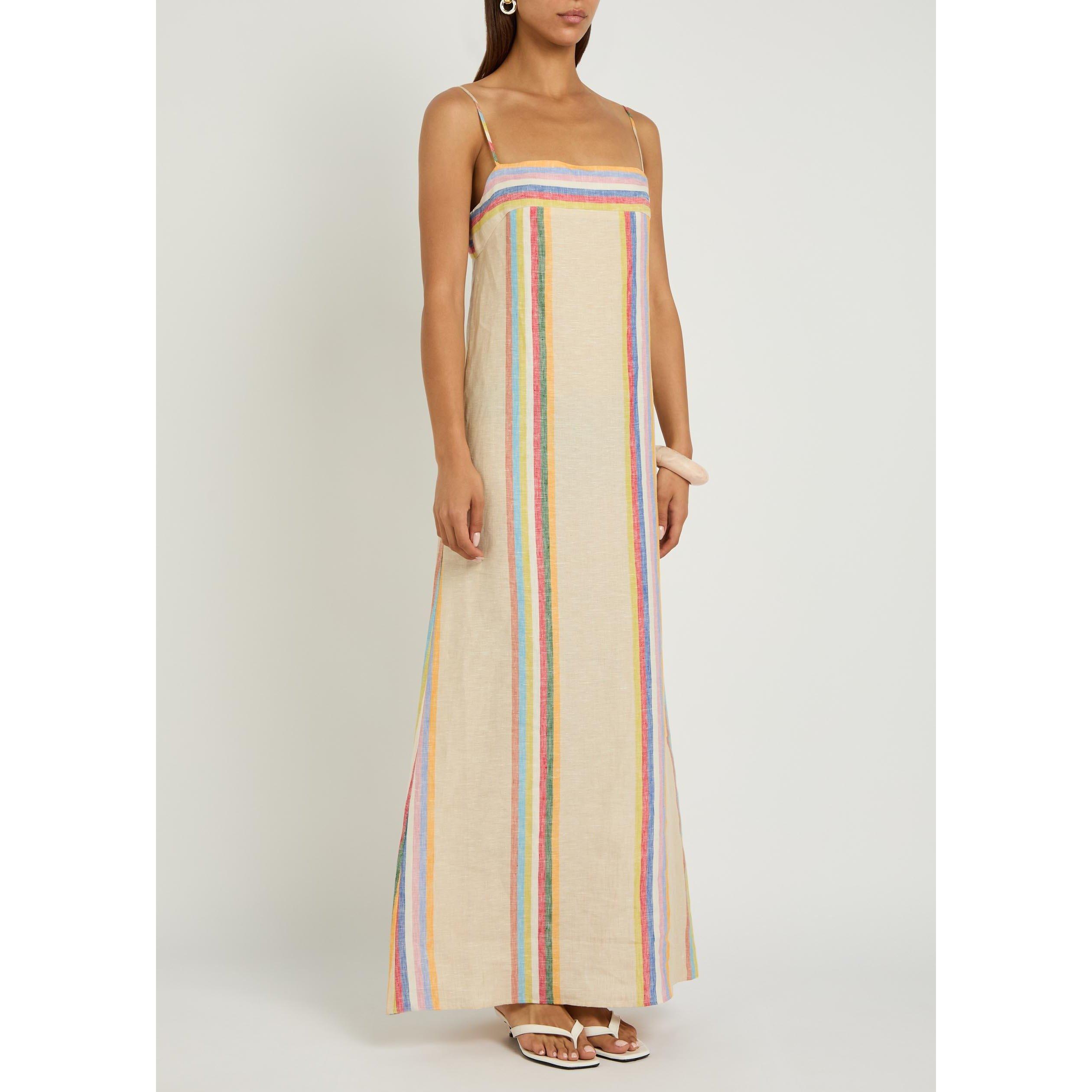 MULTICOLOURED - Staud - Women's Laura Striped Linen Maxi Dress - 2