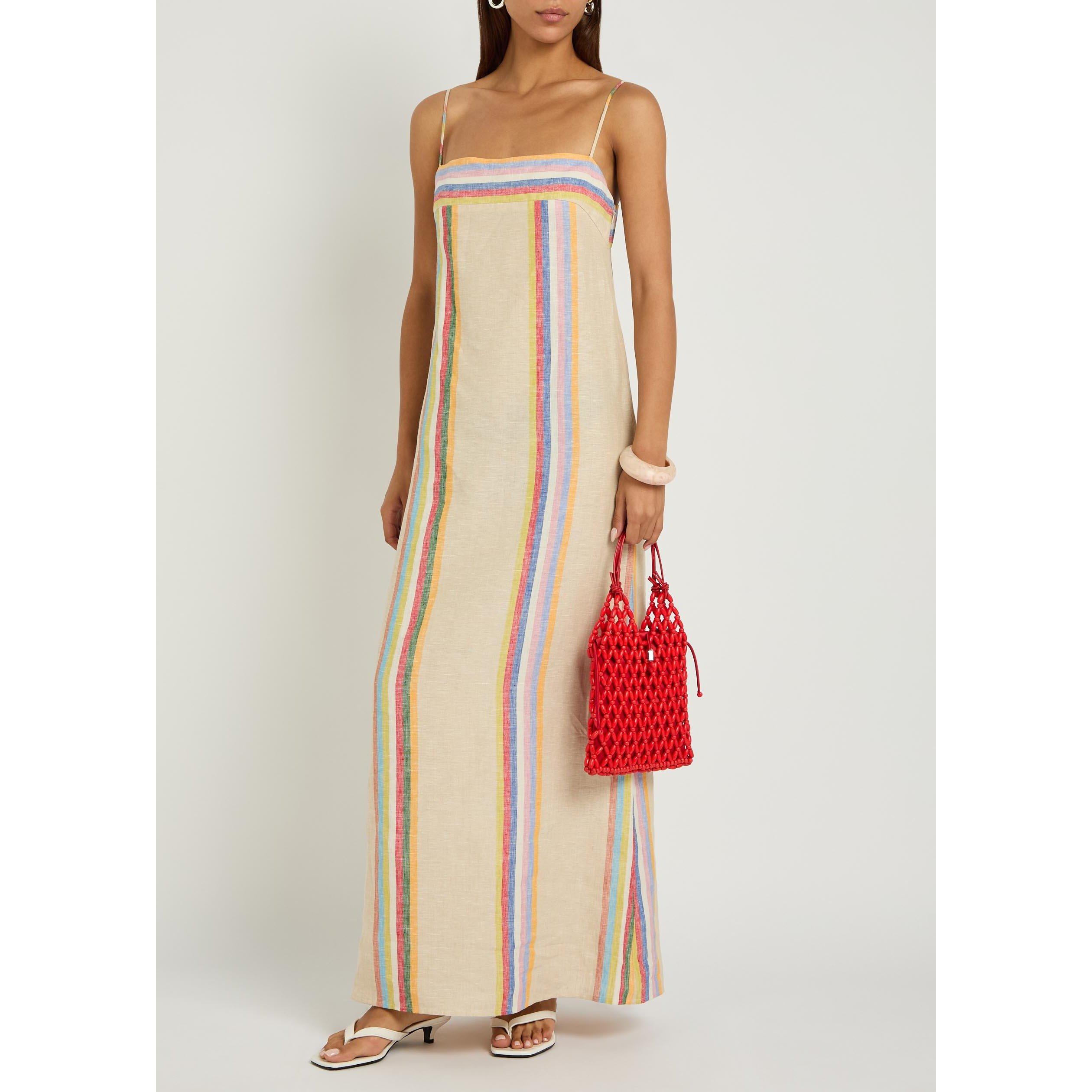 MULTICOLOURED - Staud - Women's Laura Striped Linen Maxi Dress - 5