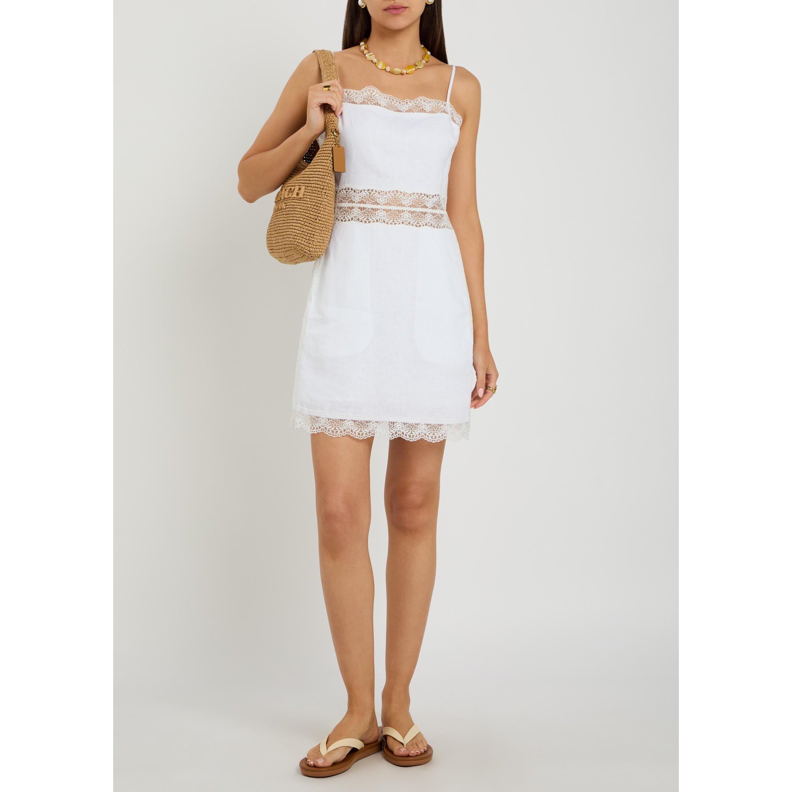 WHITE - Staud - SD AMALINA LINEN MINI DRESS - 5