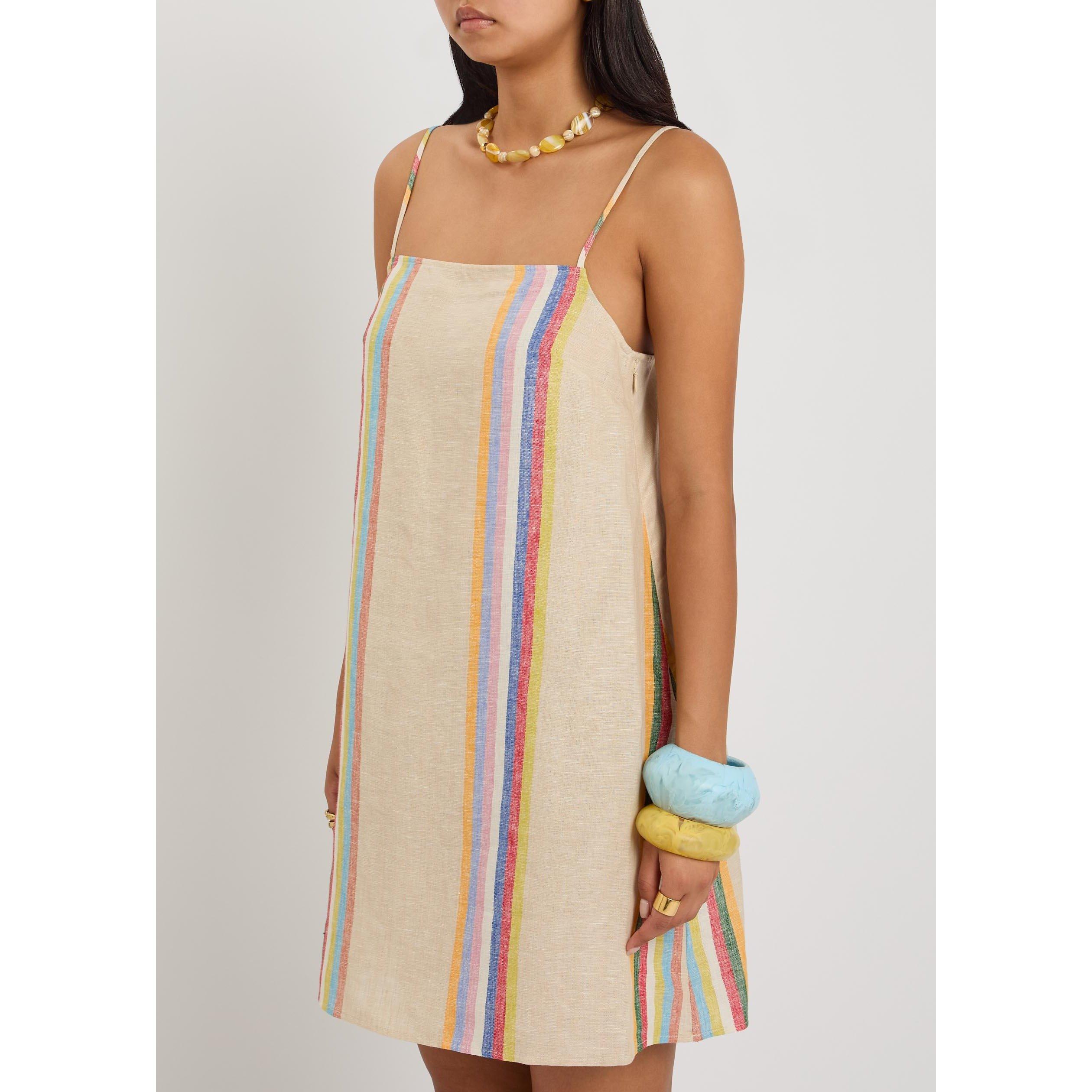 MULTICOLOURED - Staud - Women's Laura Striped Linen Mini Dress - 2