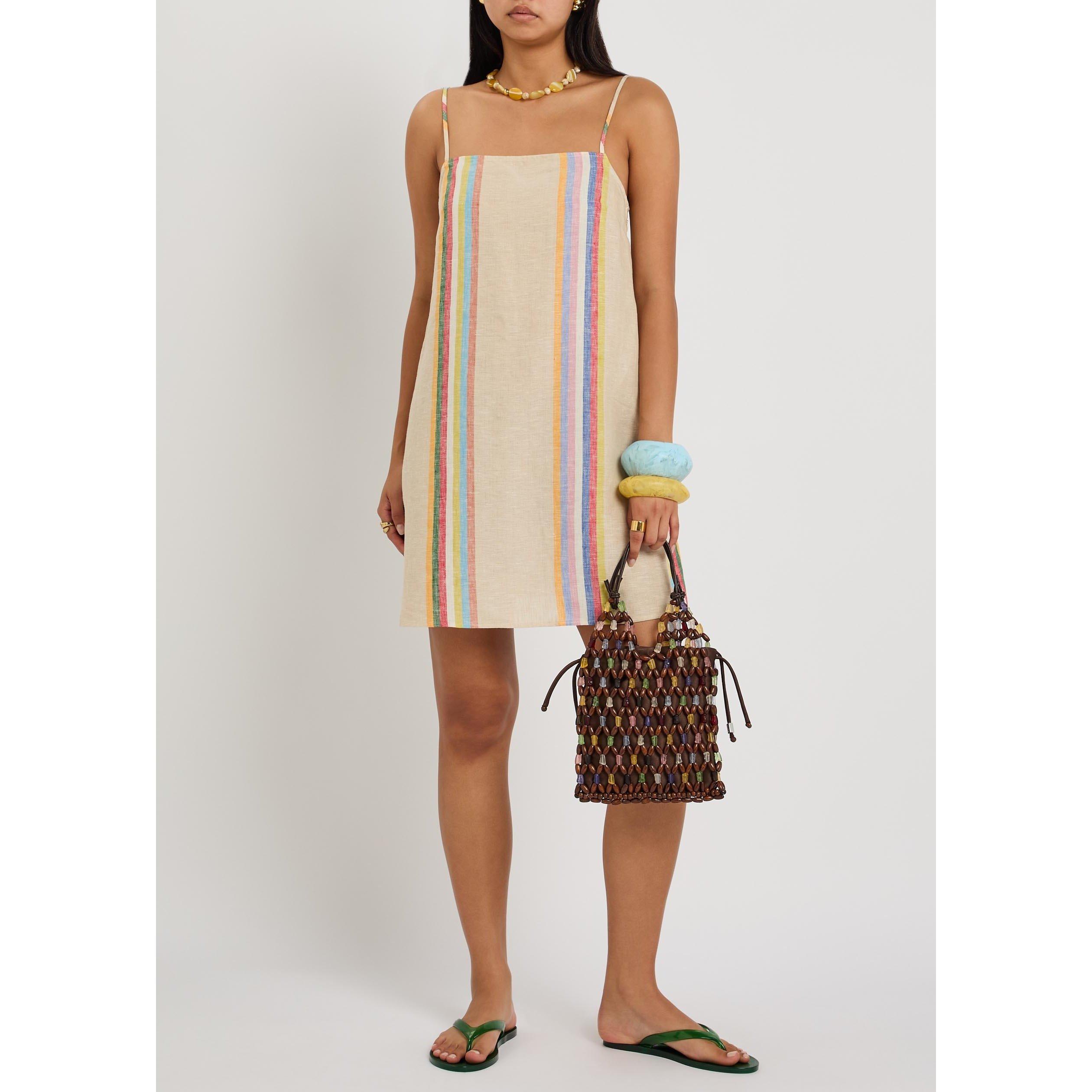 MULTICOLOURED - Staud - Women's Laura Striped Linen Mini Dress - 5