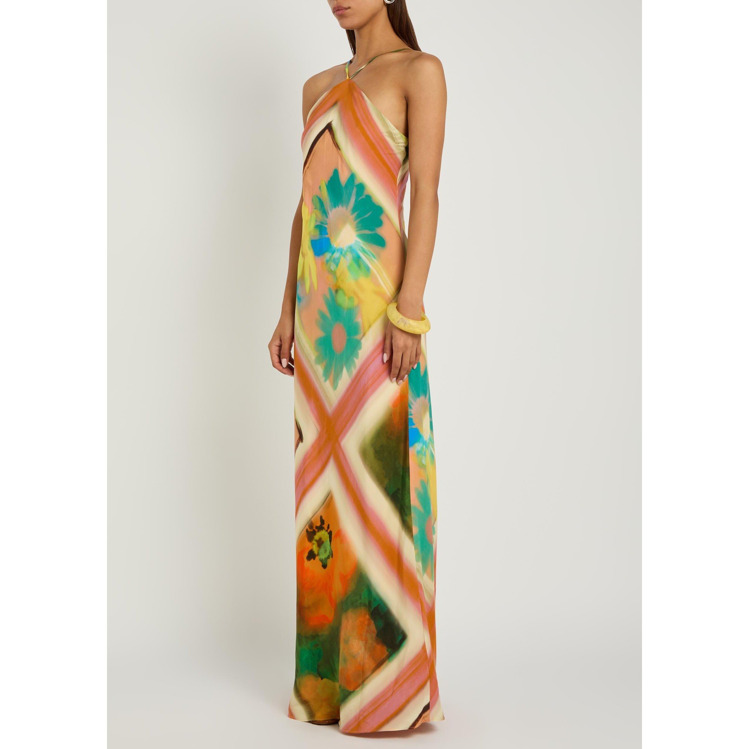 MULTICOLOURED - Staud - Women's Cubism Viscose Halter Neck Maxi Dress - 2