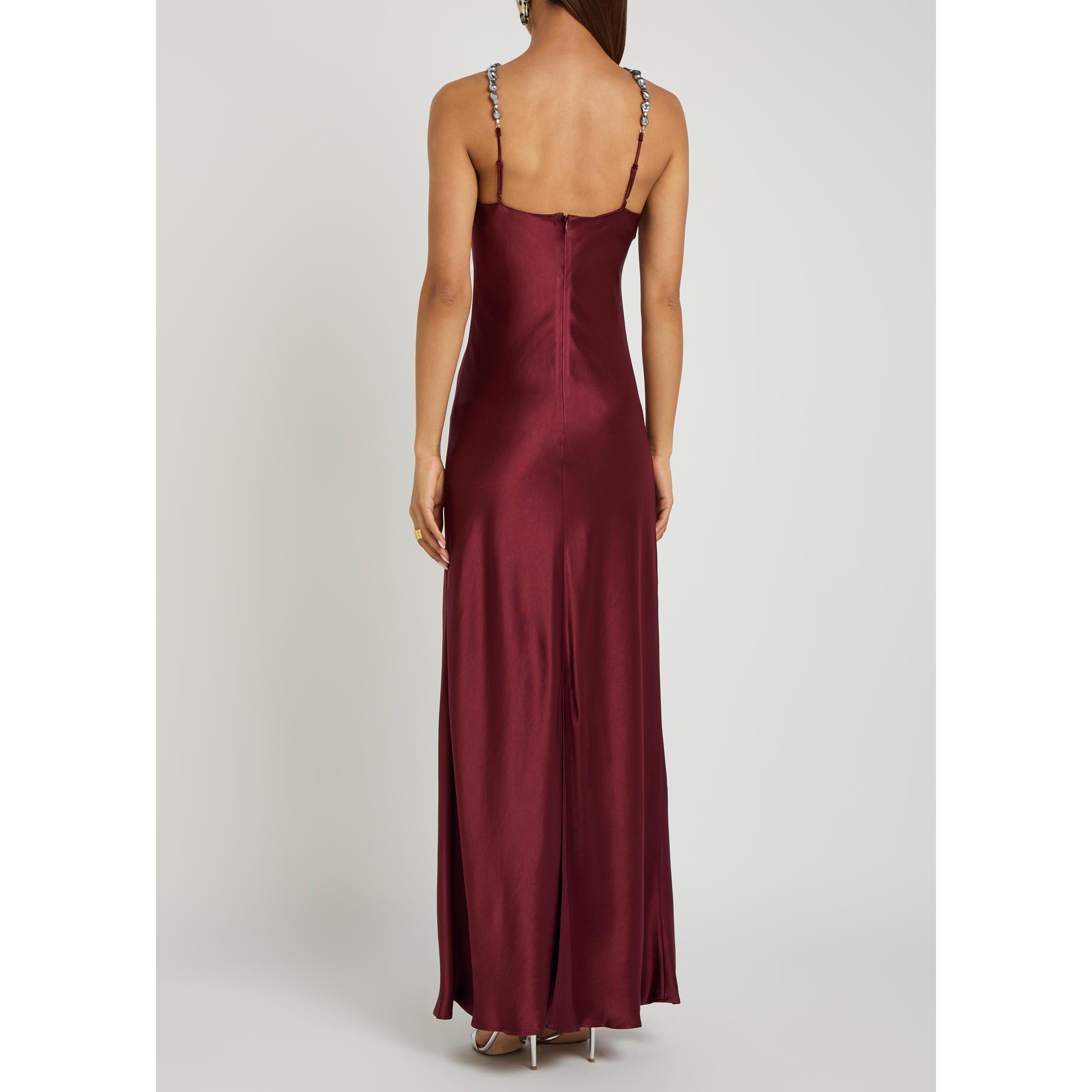 RED - Staud - Women's Cadence Satin Maxi Dress - 3
