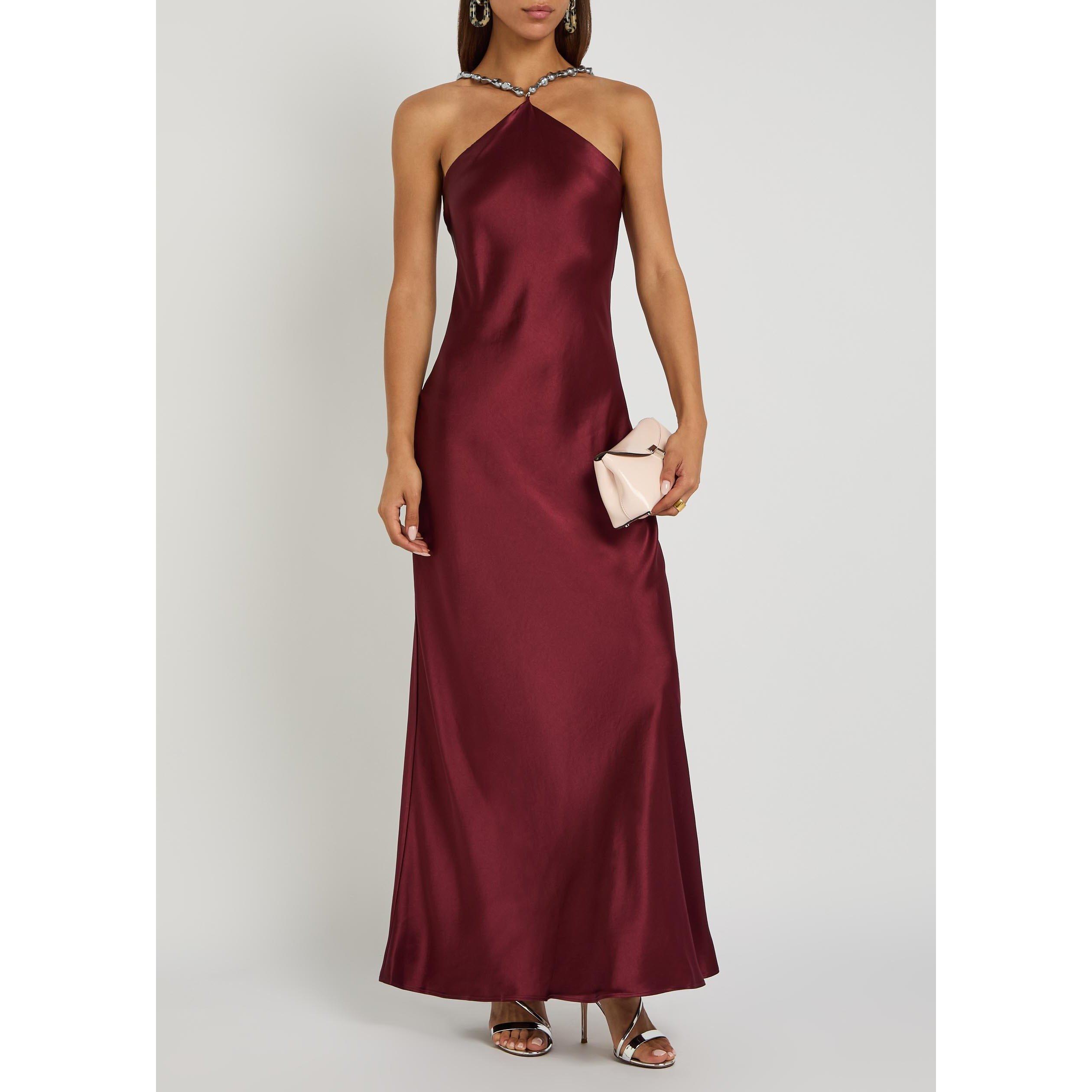 RED - Staud - Women's Cadence Satin Maxi Dress - 5