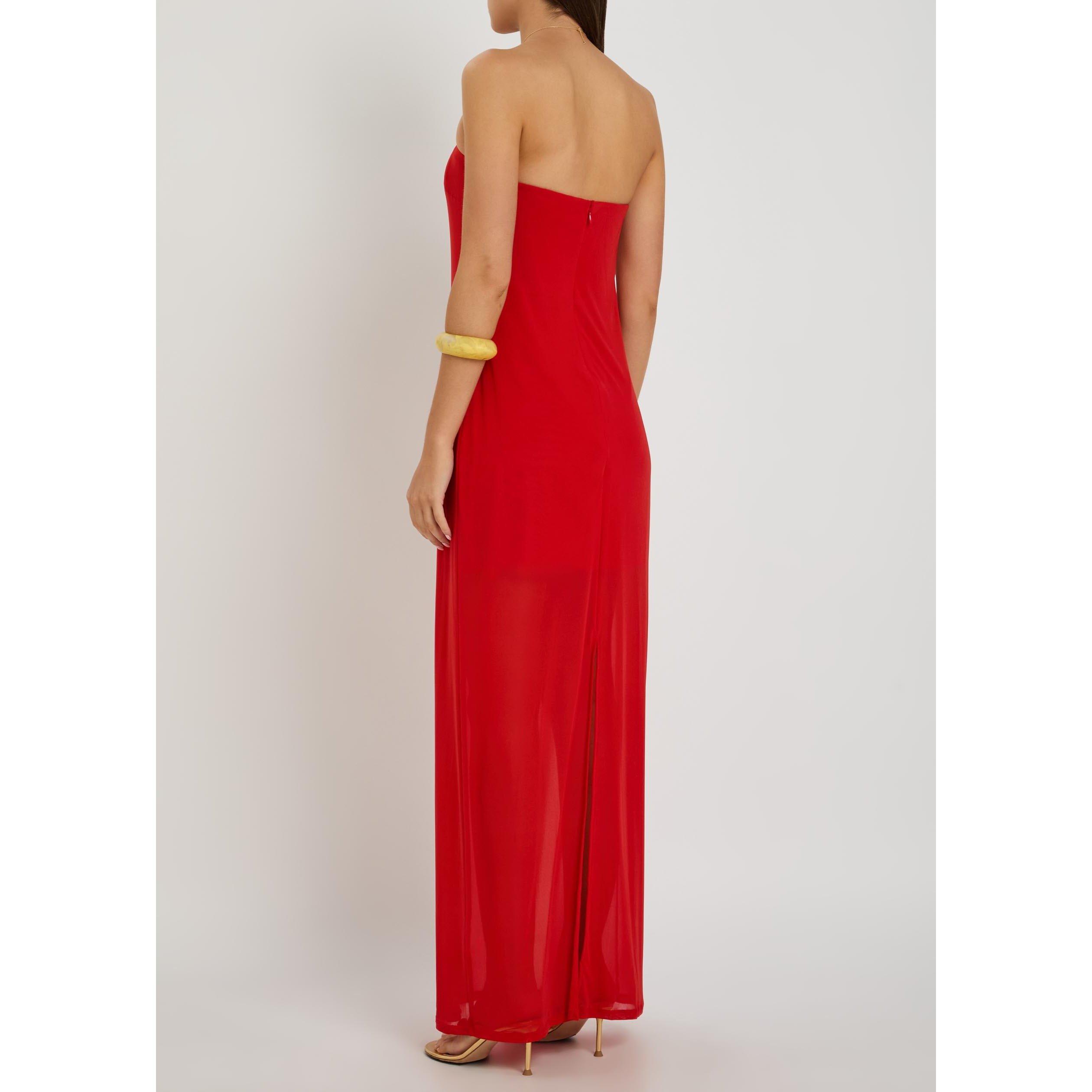 RED - Staud - Women's Liliana Strapless Mesh Maxi Dress - 3