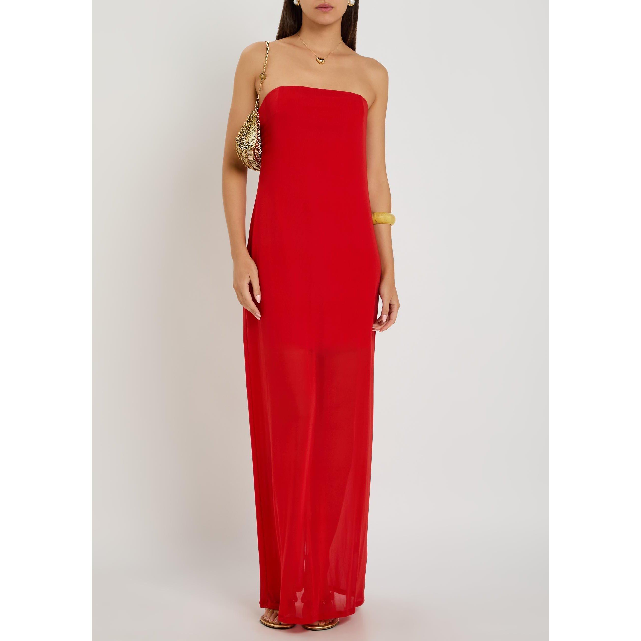 RED - Staud - Women's Liliana Strapless Mesh Maxi Dress - 5