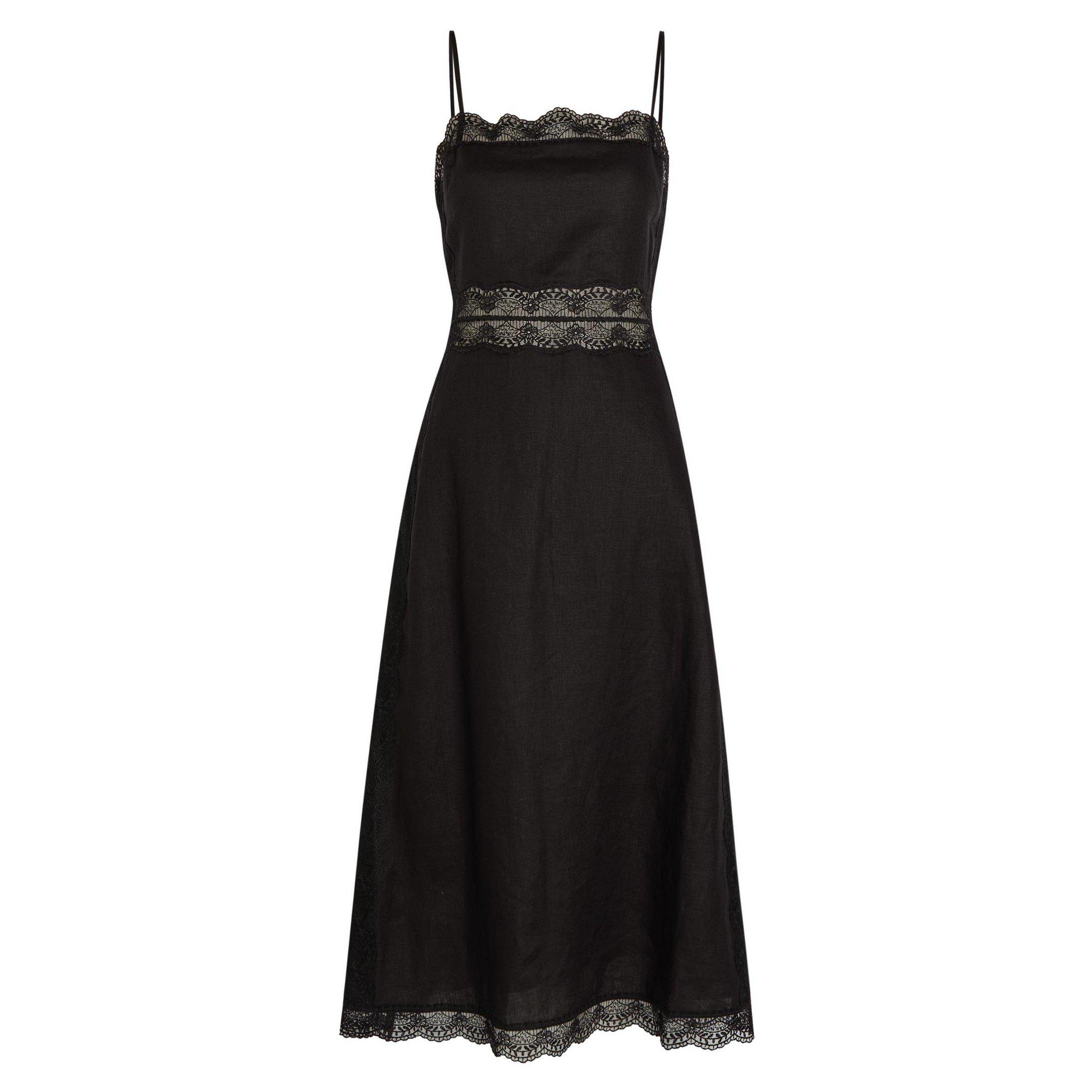 BLACK - Staud - LD AMALINA LINEN DRESS