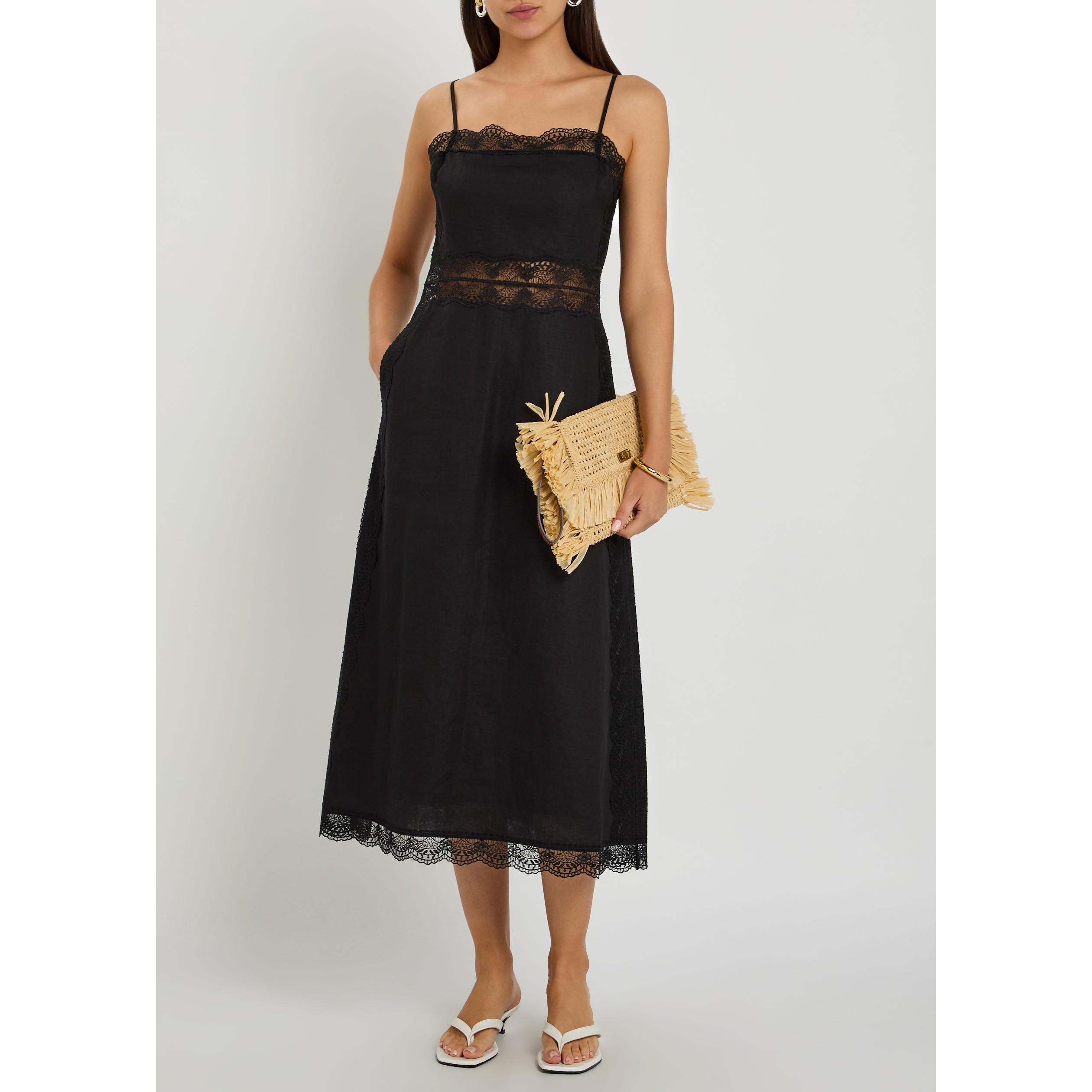 BLACK - Staud - Women's Amalina Linen Maxi Dress - 5