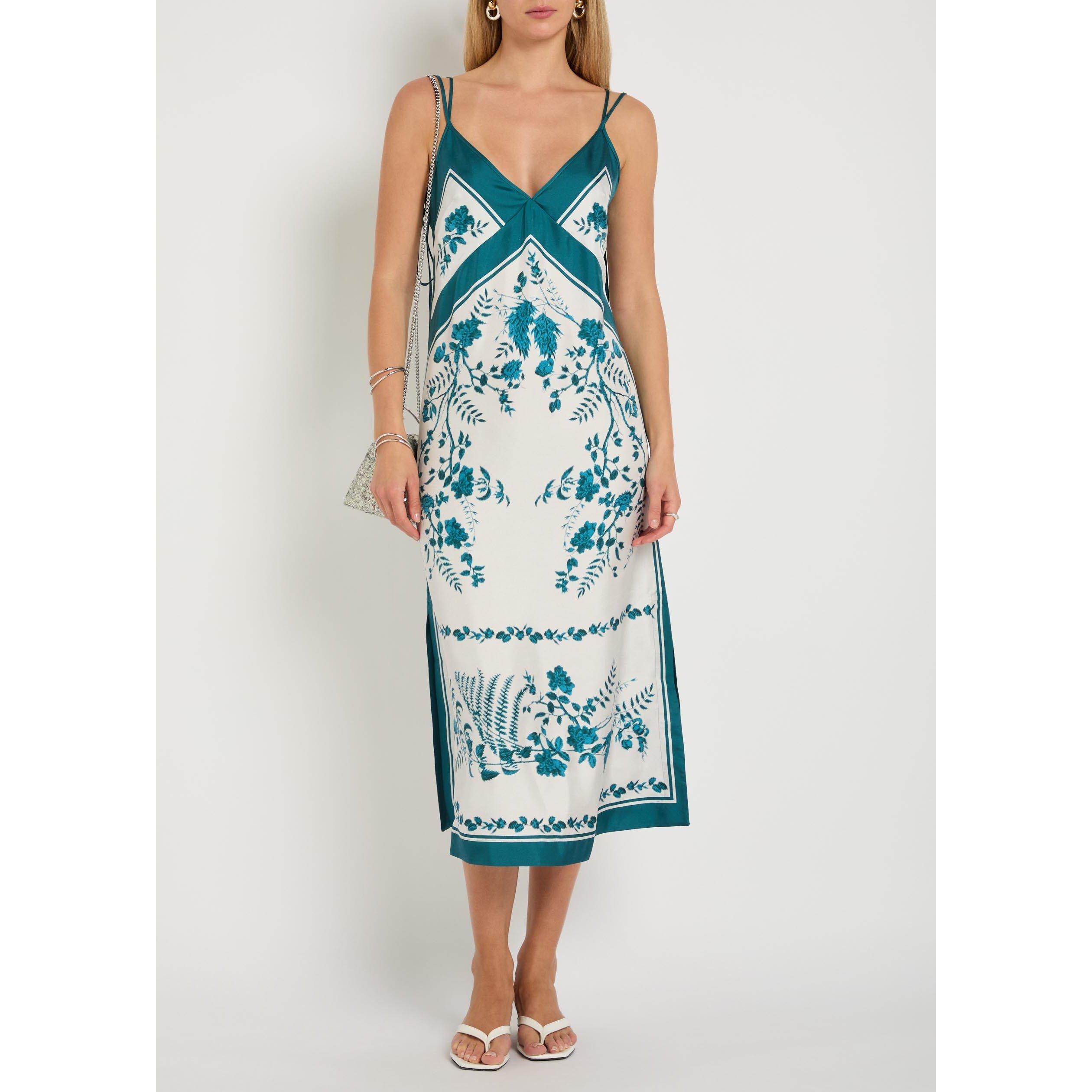 BLUE AND OTHER - Erdem - SILK TWILL STRAPPY MIDI SLIP D - 5