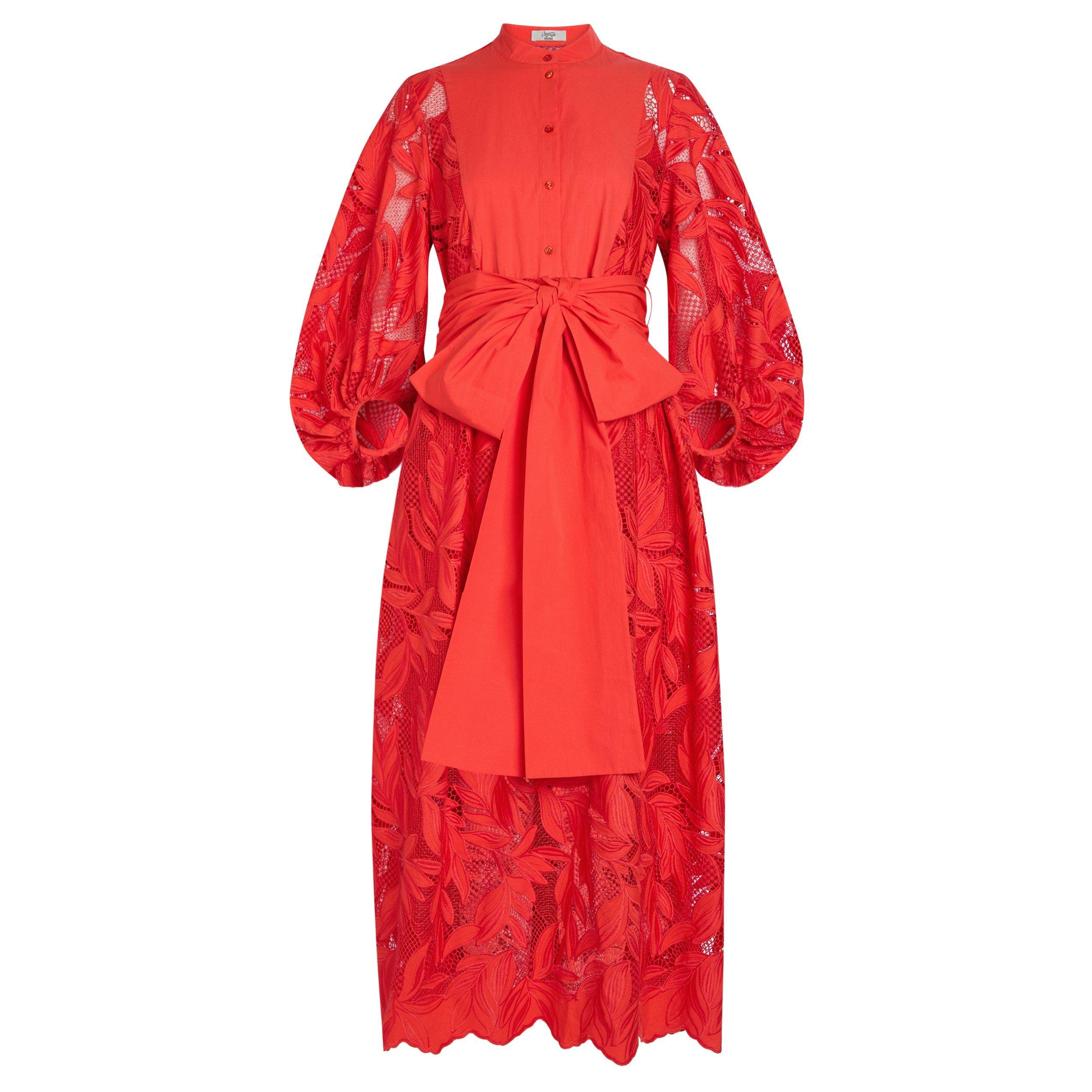 ORANGE - Erdem - COTTON CUT-WORK MIDI DRESS - 1