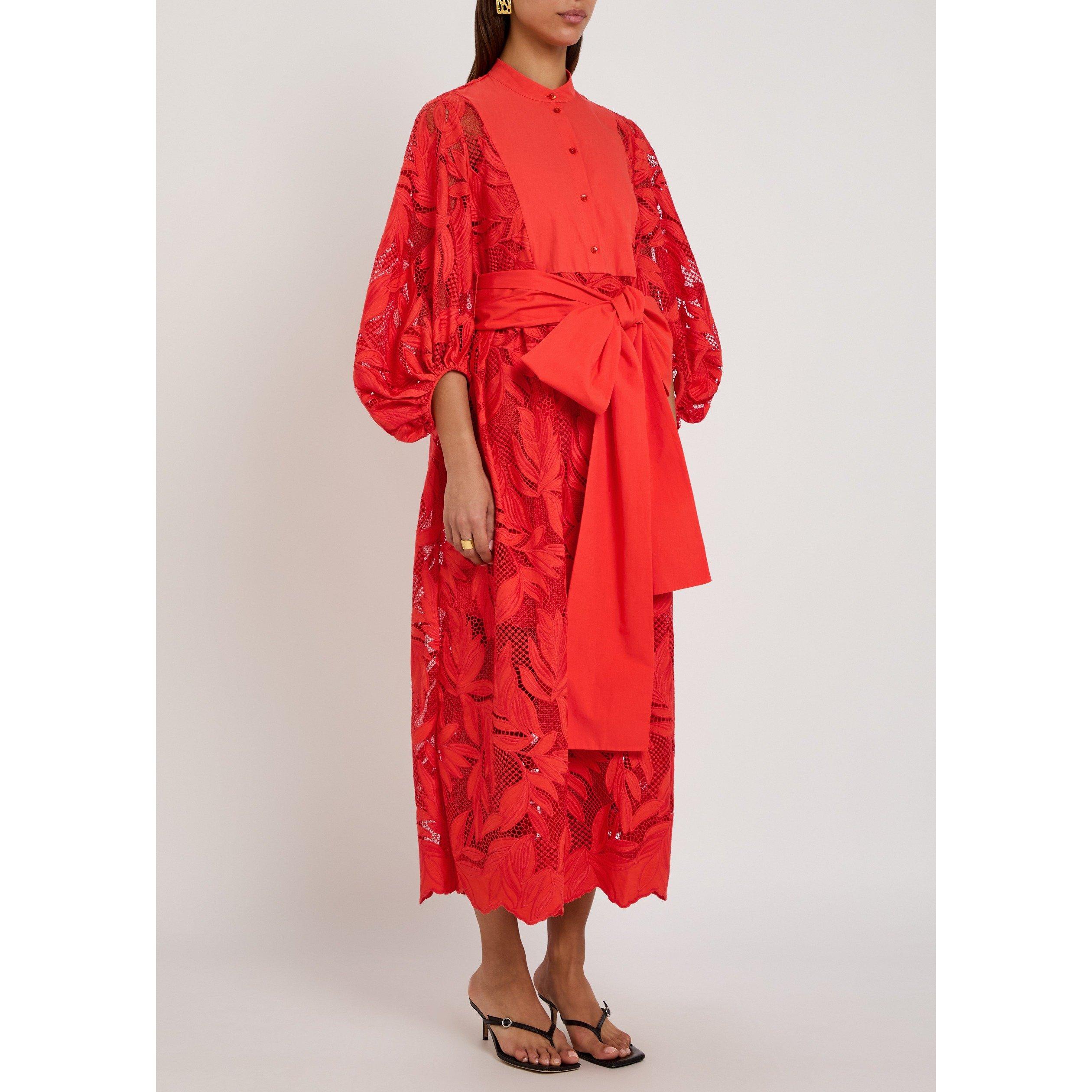 ORANGE - Erdem - COTTON CUT-WORK MIDI DRESS - 2
