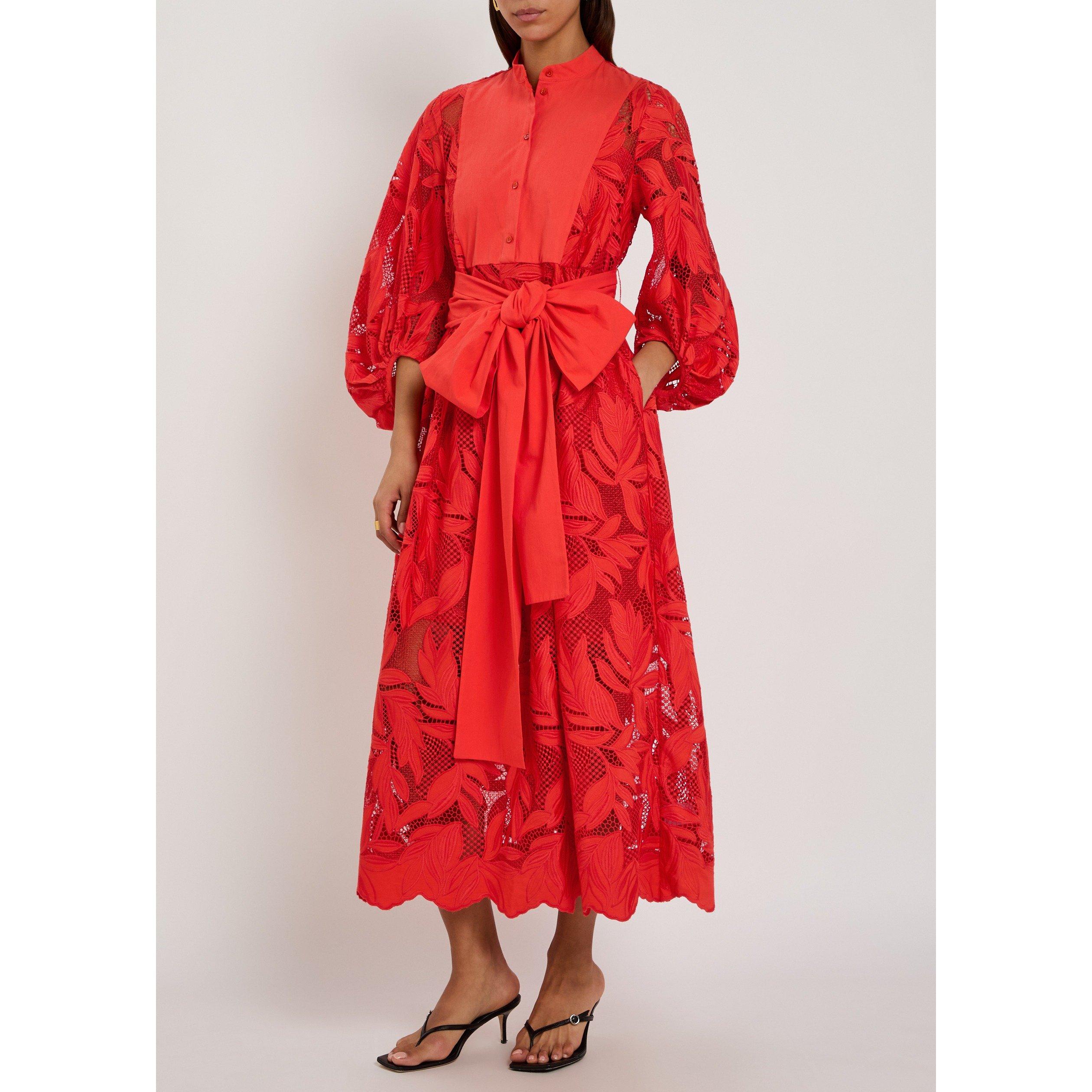 ORANGE - Erdem - COTTON CUT-WORK MIDI DRESS - 5