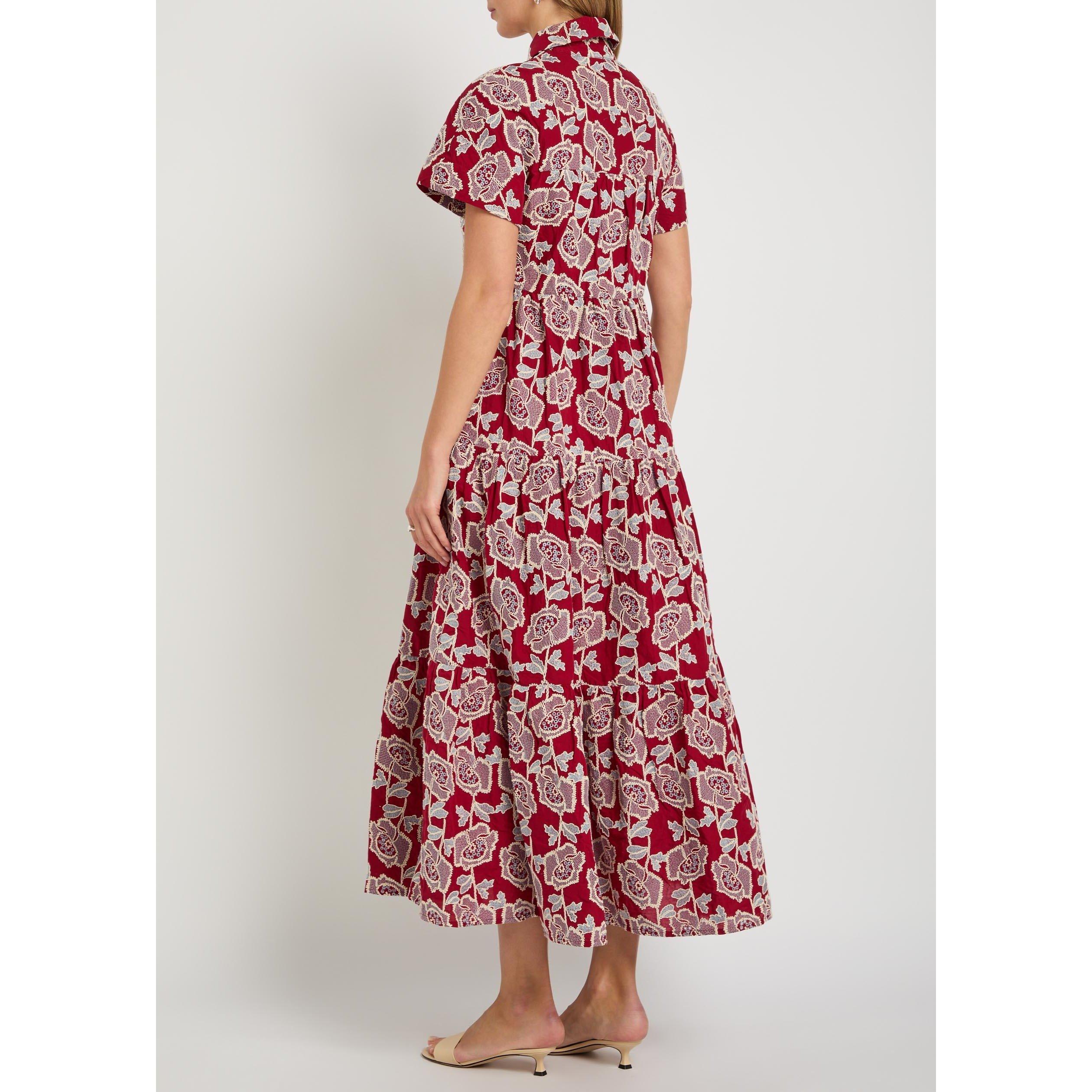 RED AND OTHER - Erdem - EMBROIDERED COTTON TIERED MIDI - 3