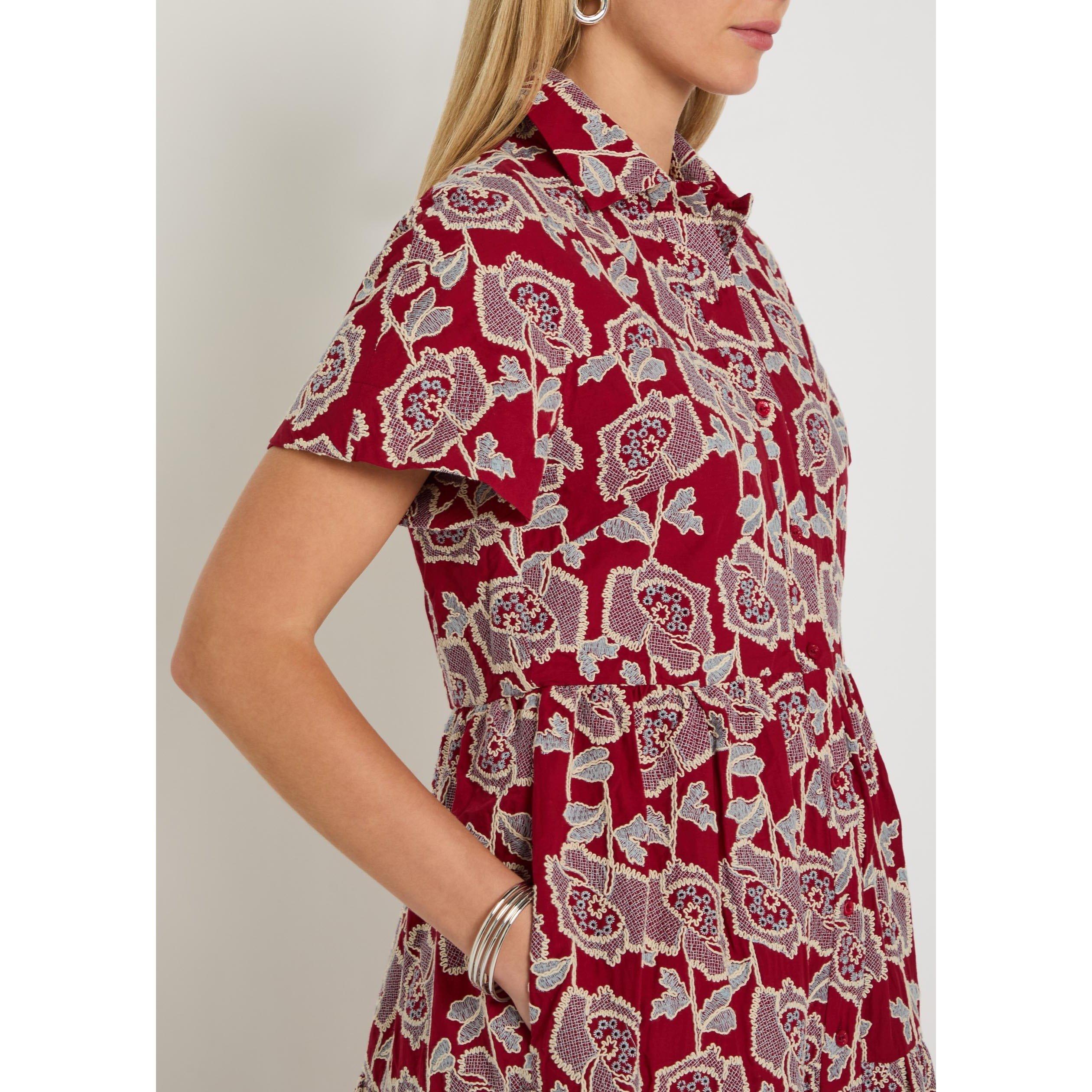 RED AND OTHER - Erdem - EMBROIDERED COTTON TIERED MIDI - 4