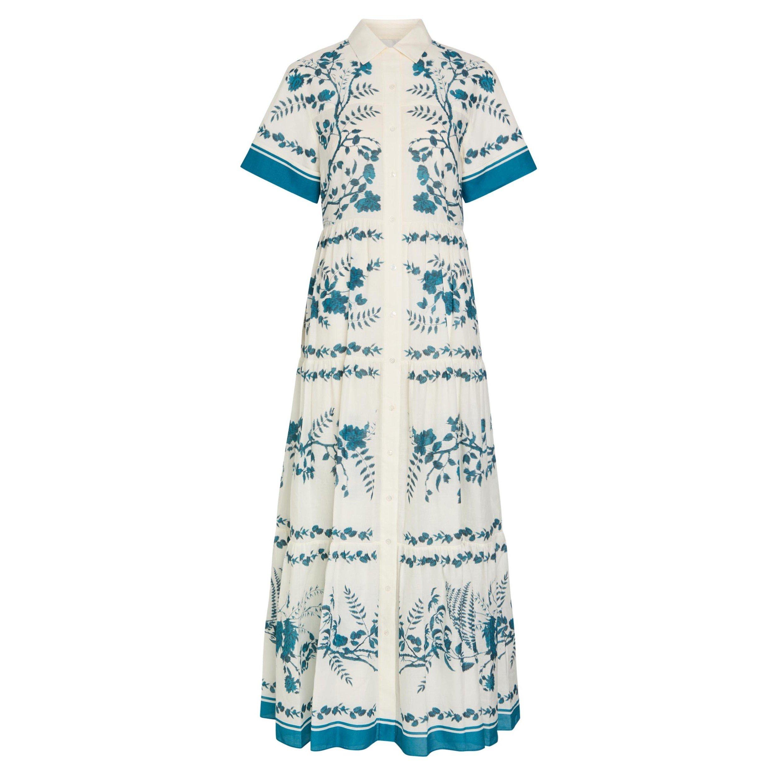 BLUE AND OTHER - Erdem - COTTON LINEN TIERED MIDI SHIRT - 1
