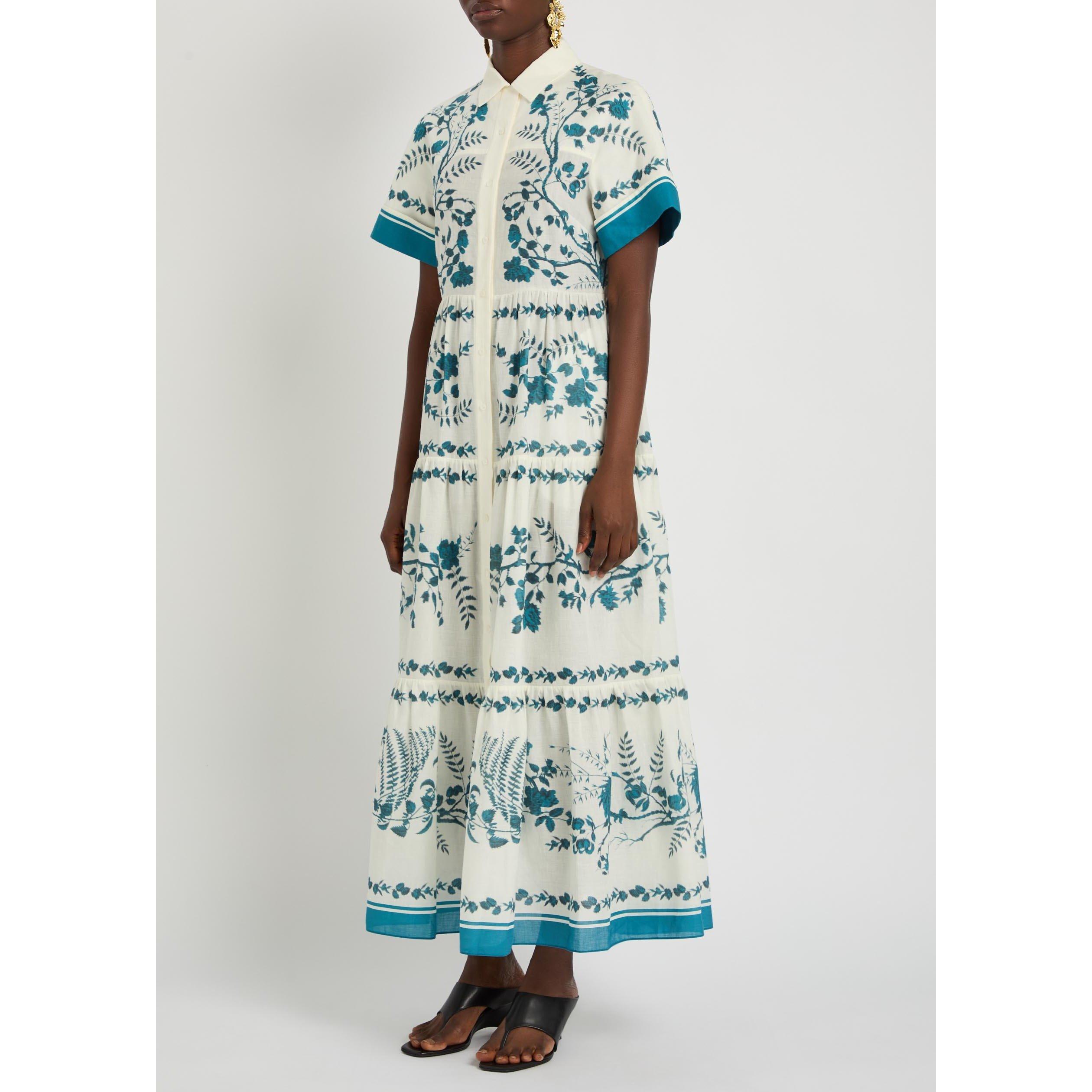 BLUE AND OTHER - Erdem - COTTON LINEN TIERED MIDI SHIRT - 2