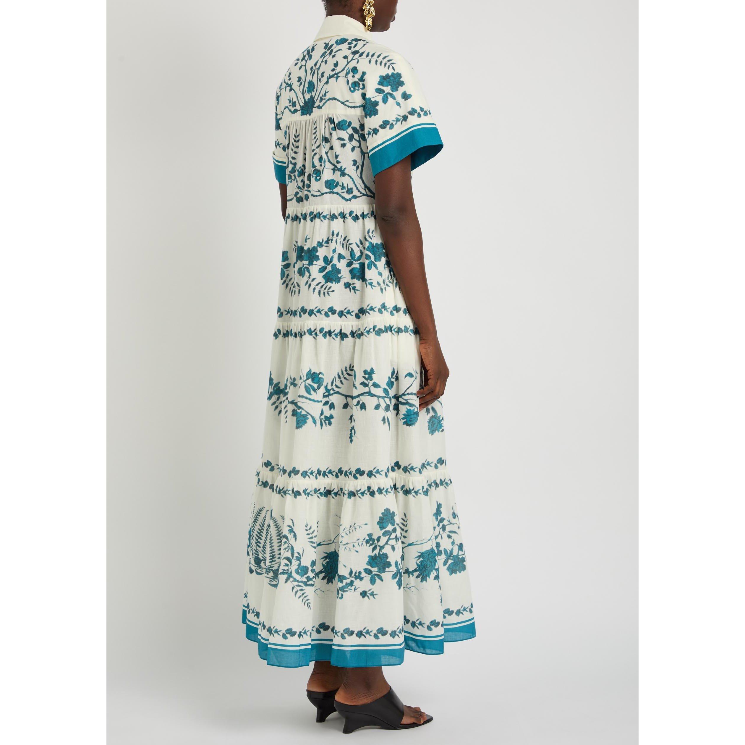 BLUE AND OTHER - Erdem - COTTON LINEN TIERED MIDI SHIRT - 3