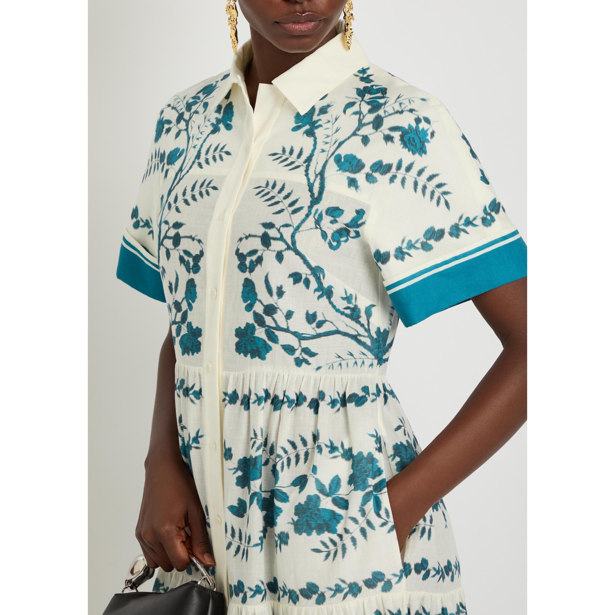 BLUE AND OTHER - Erdem - COTTON LINEN TIERED MIDI SHIRT - 4