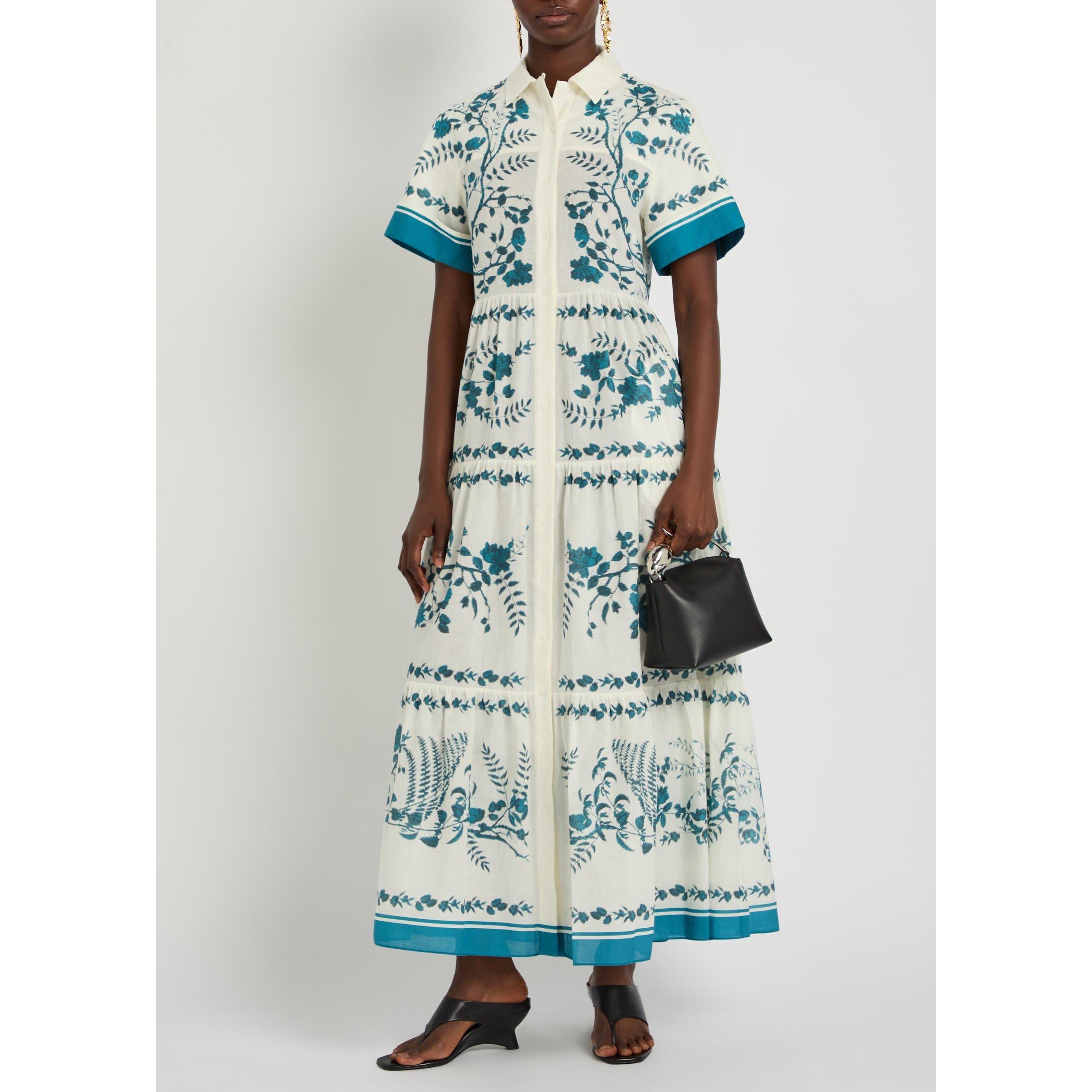 BLUE AND OTHER - Erdem - COTTON LINEN TIERED MIDI SHIRT - 5
