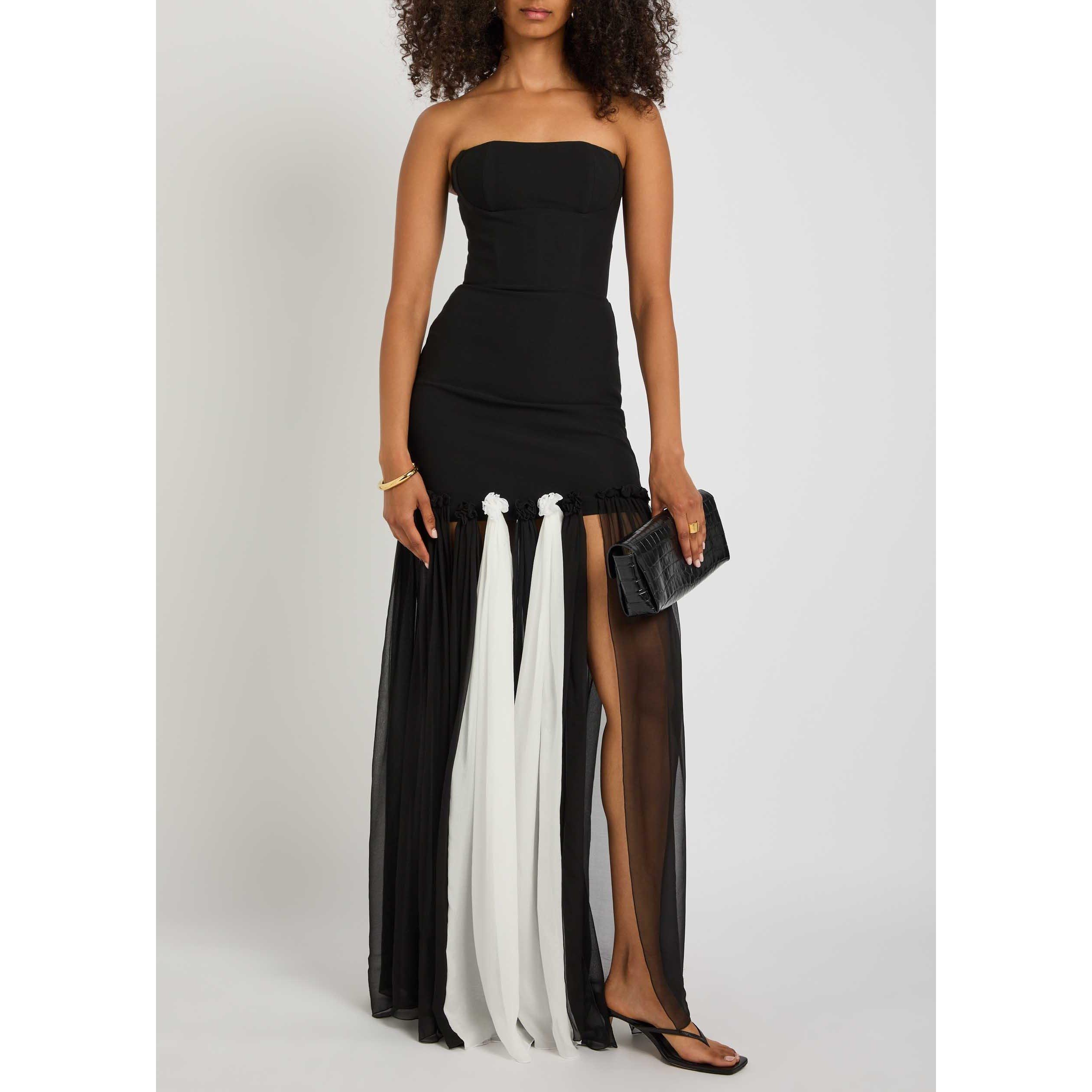 BLACK AND WHITE - Nensi Dojaka - CARNATION LONG DRESS - 5