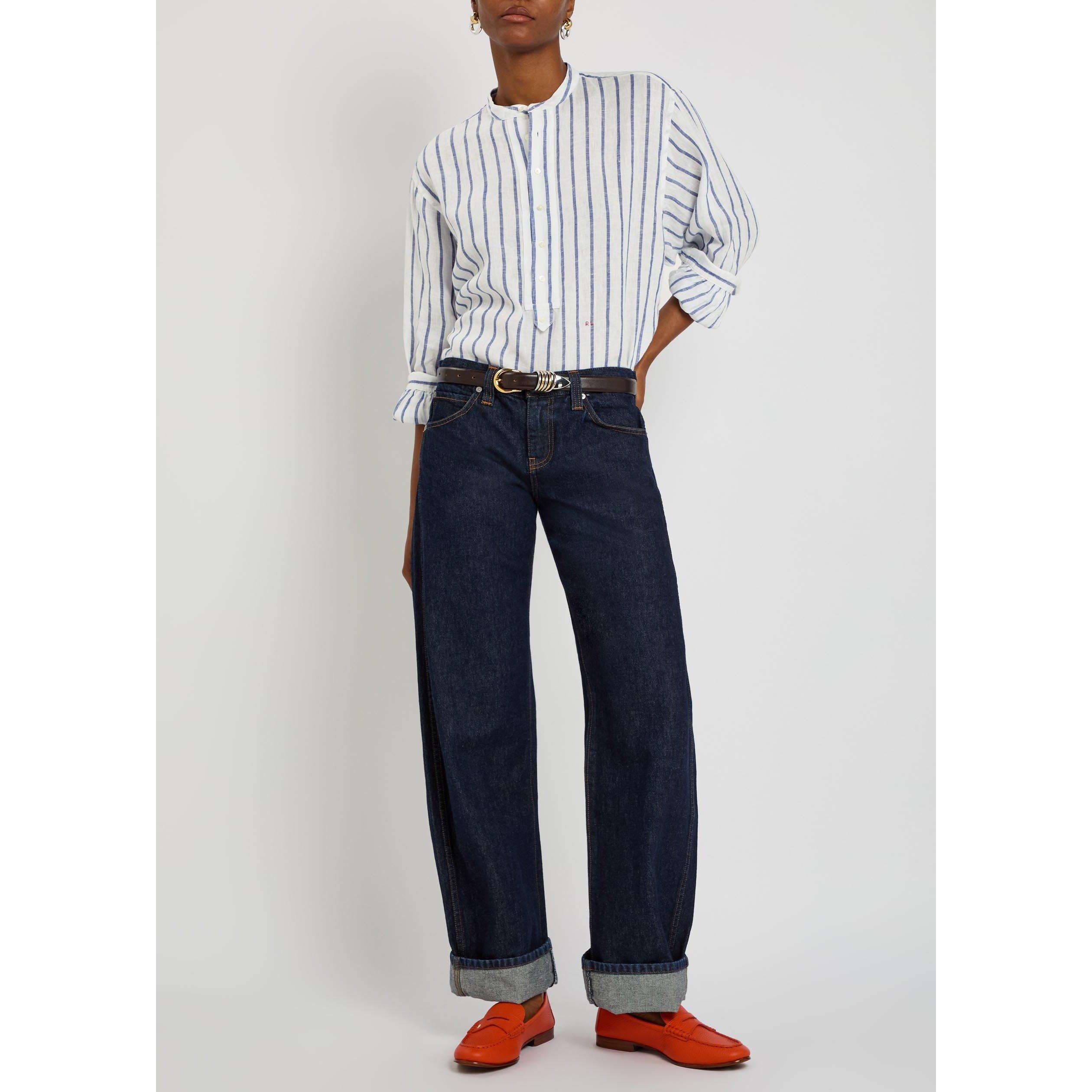 WHITE AND OTHER - Polo Ralph Lauren - Women's Striped Linen Long-Sleeve Relaxed-Fit Shirt - 5