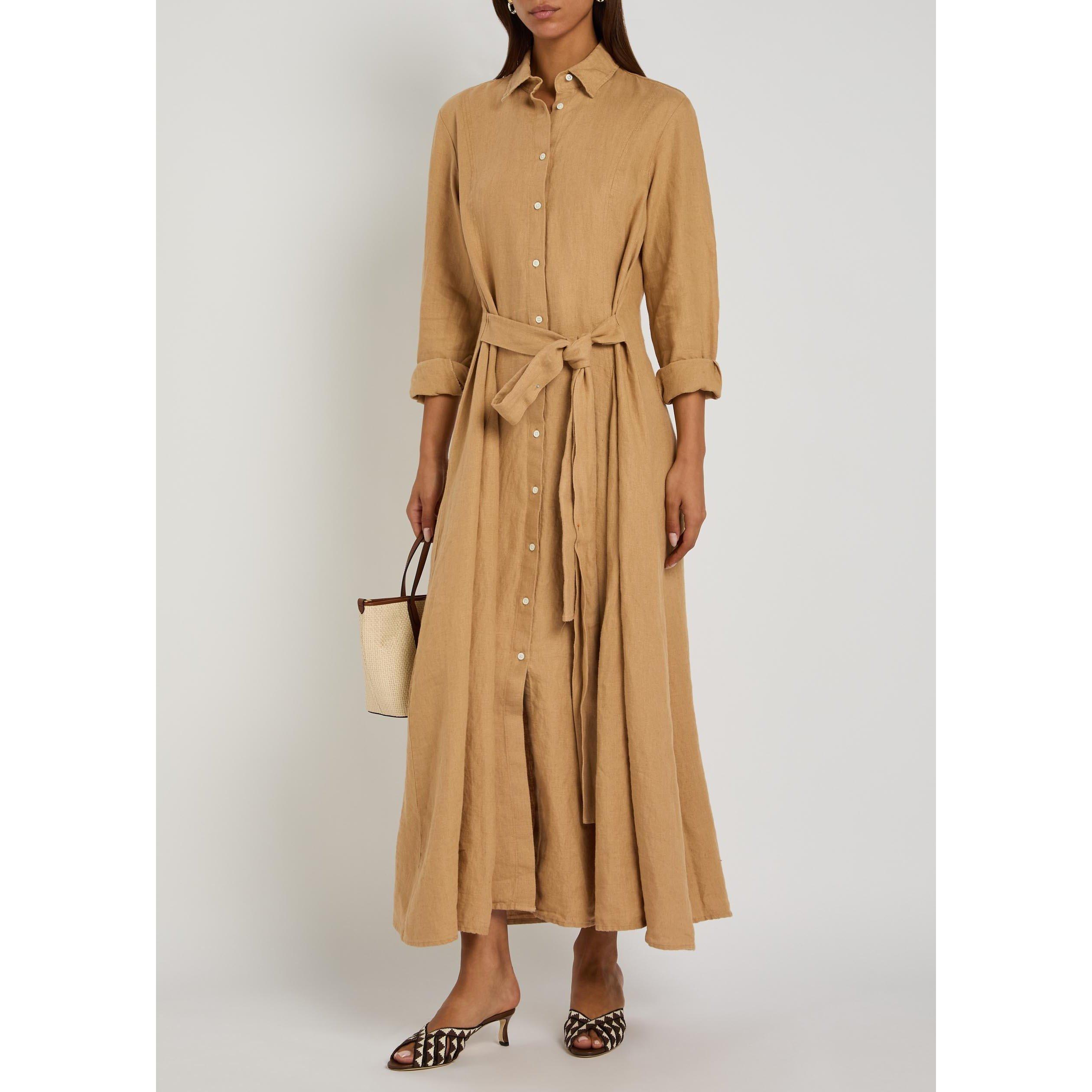 BROWN - Polo Ralph Lauren - Women's Linen Relaxed-Fit Shirt-Dress - 5
