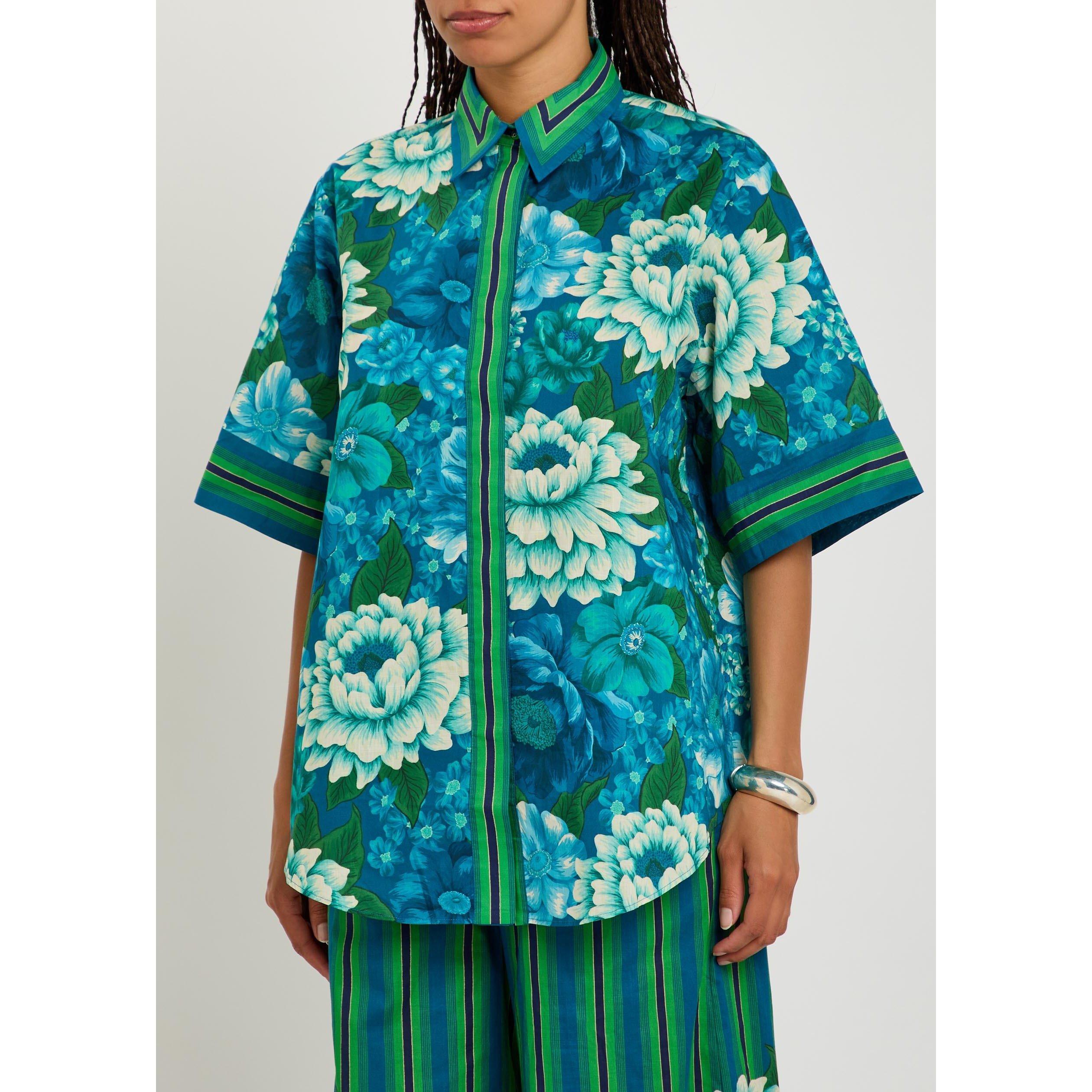 MULTICOLOURED - Alemais - Women's Margo Floral Cotton Short-Sleeve Oversized-Fit Shirt - 2
