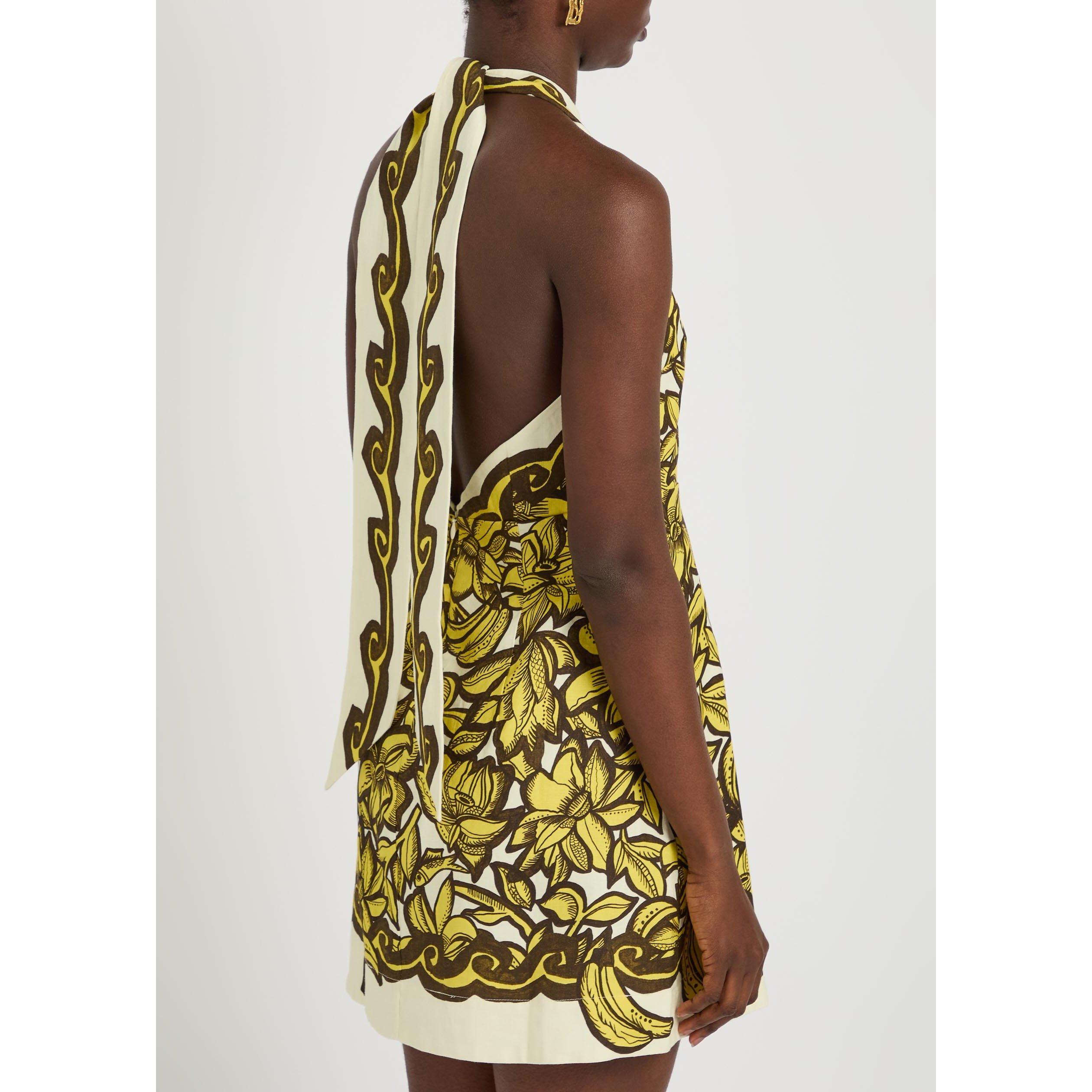 YELLOW - Alemais - Women's Mona Halterneck Hemp Mini Dress - 3