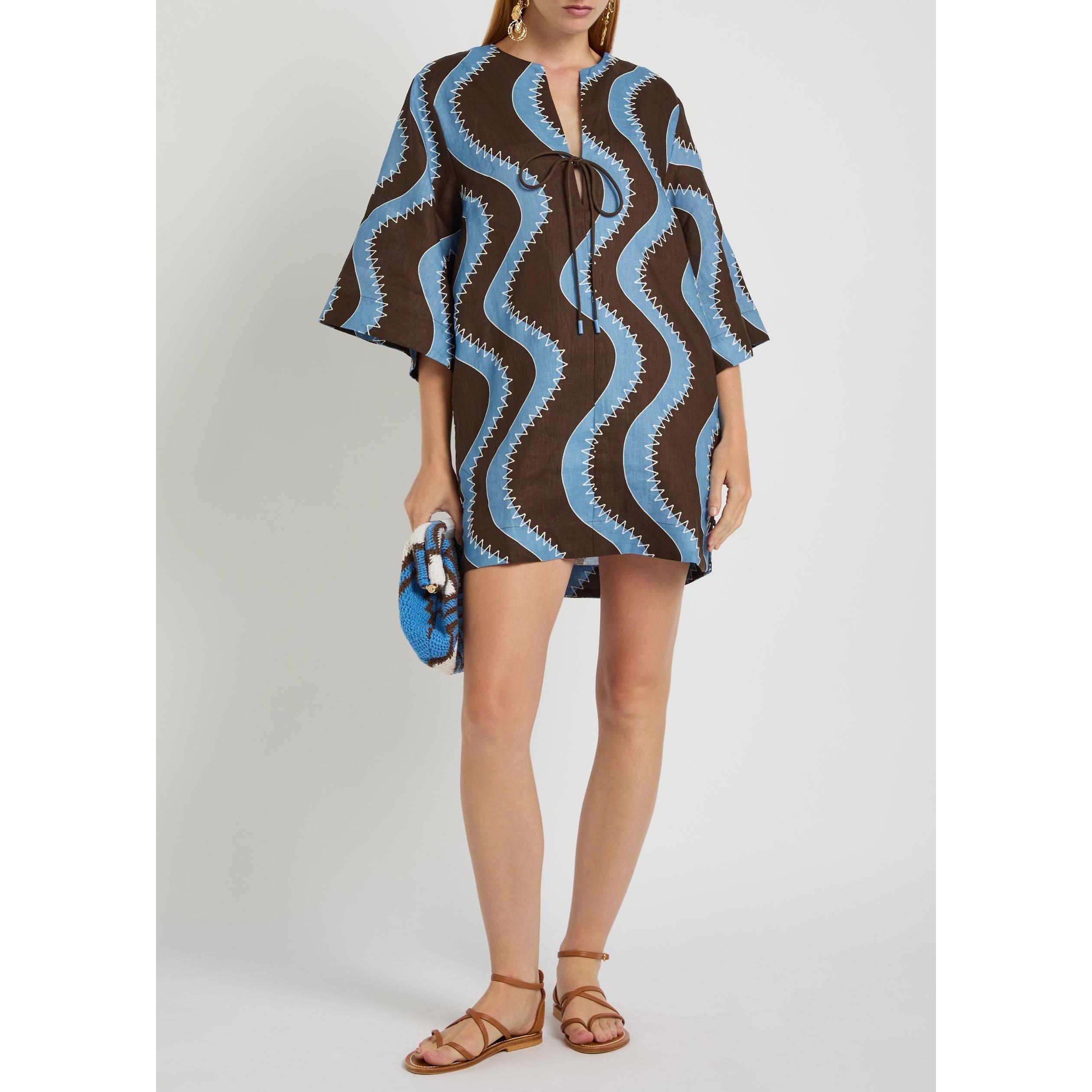 BLUE - Alemais - Women's Frankie Linen Mini Dress - 5