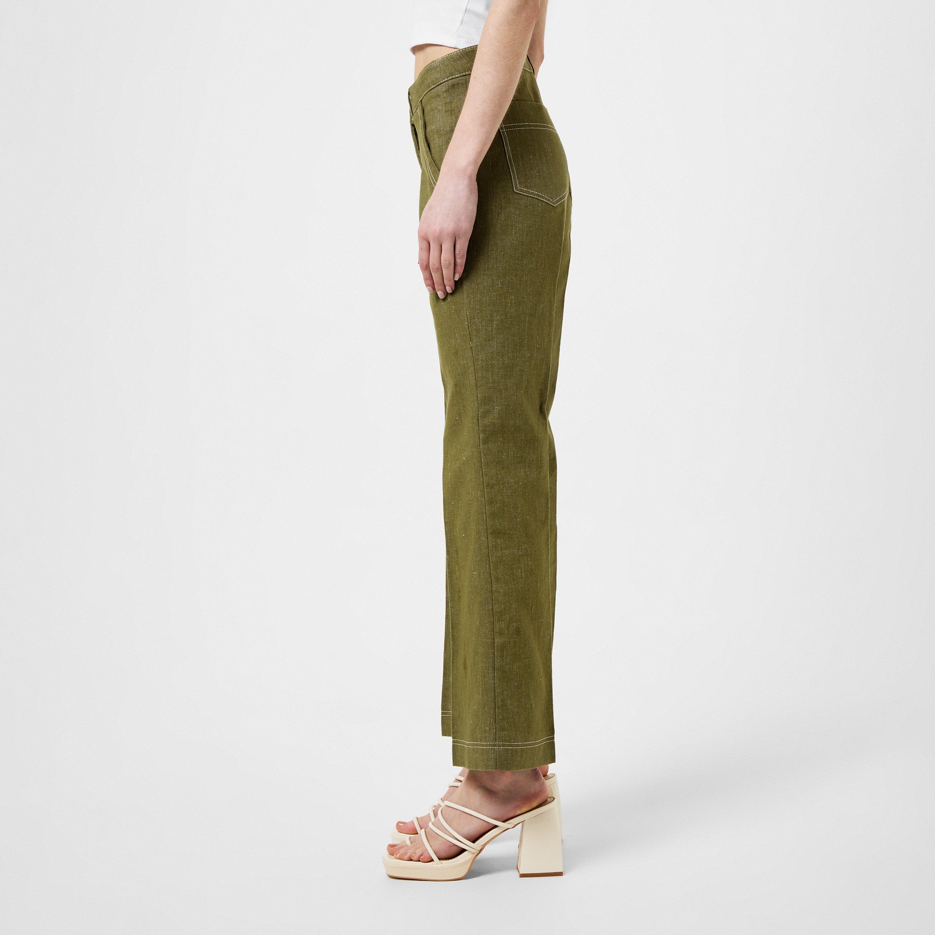 Kaki 003 - Marella - Women's Cropped Wide Leg Trousers - 2