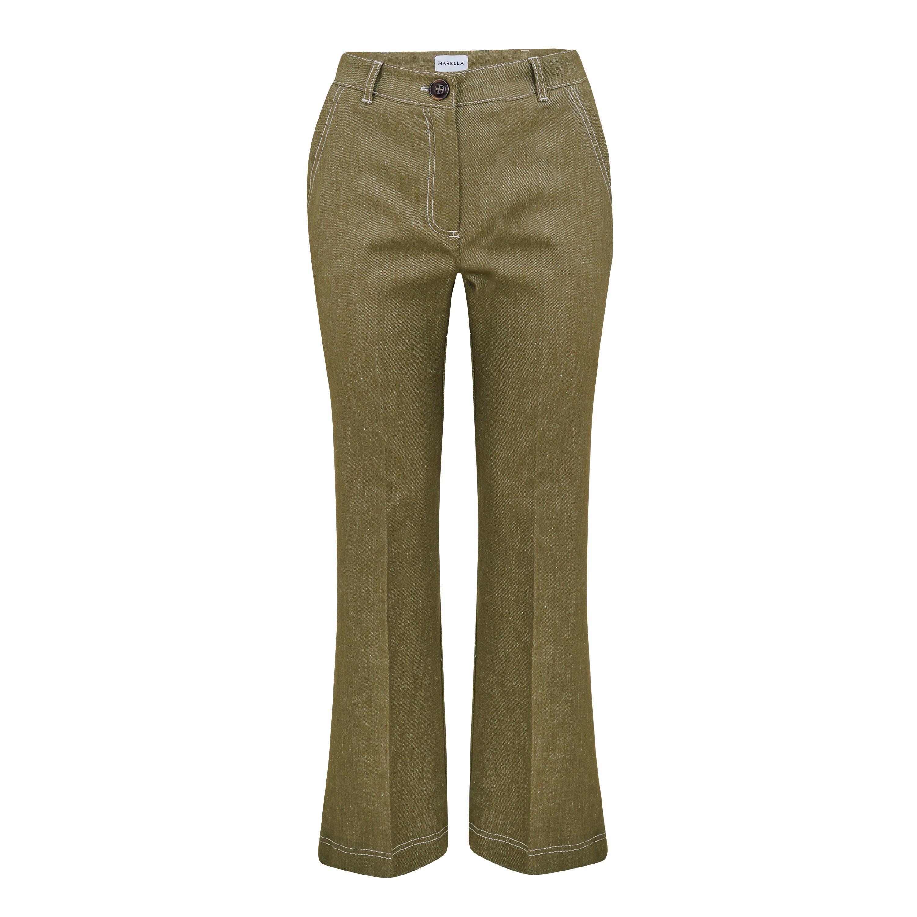 Kaki 003 - Marella - Women's Cropped Wide Leg Trousers - 6