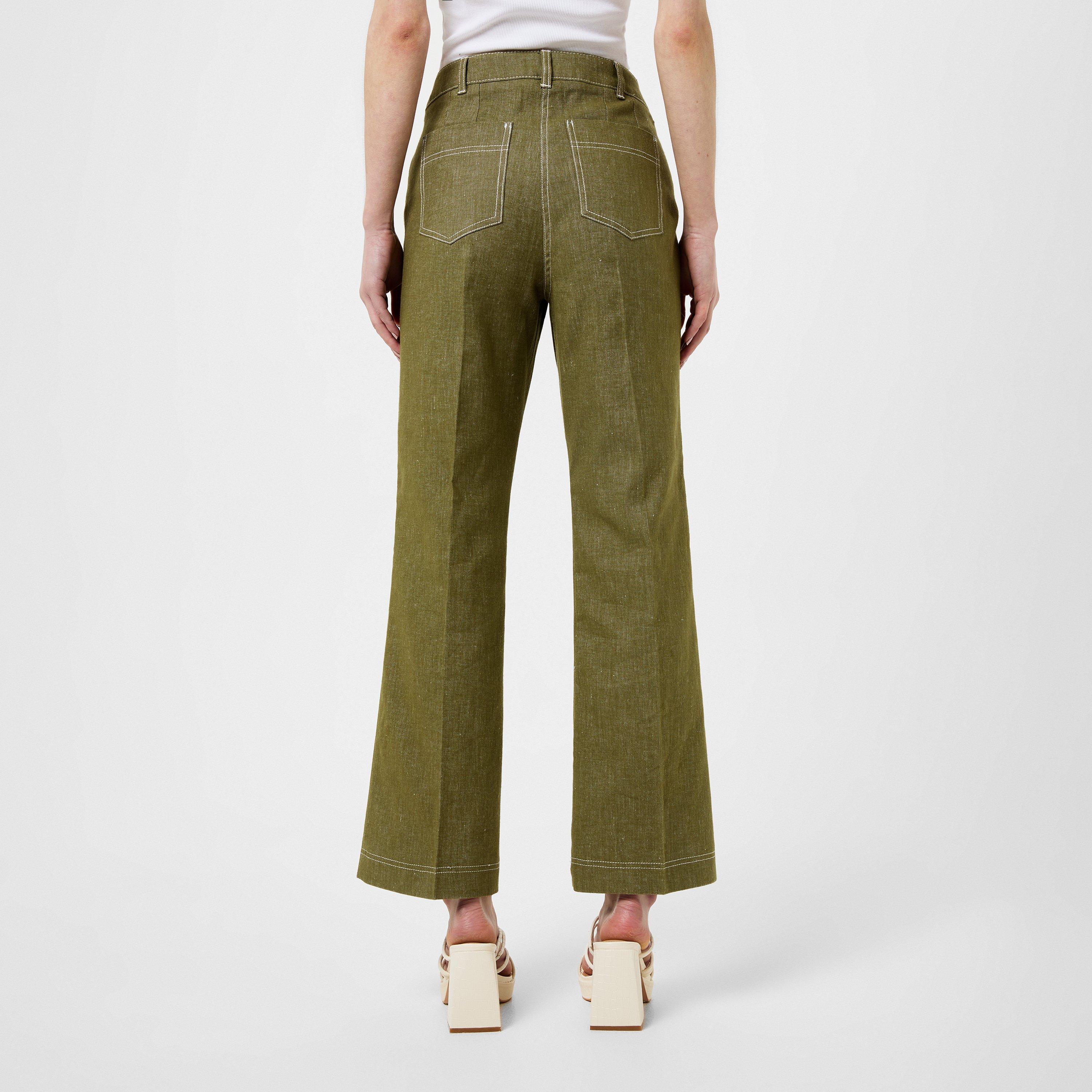 Kaki 003 - Marella - Women's Cropped Wide Leg Trousers - 3